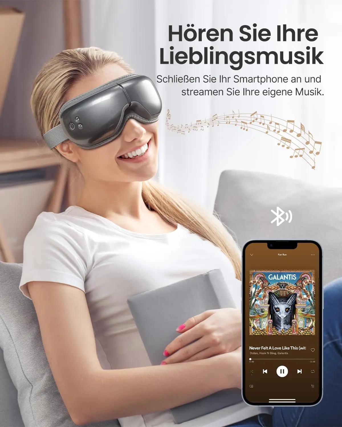 RENPHO lõõgastav silmamassaažiprill soojenduse ja muusikaga – pakend ja tarvikud