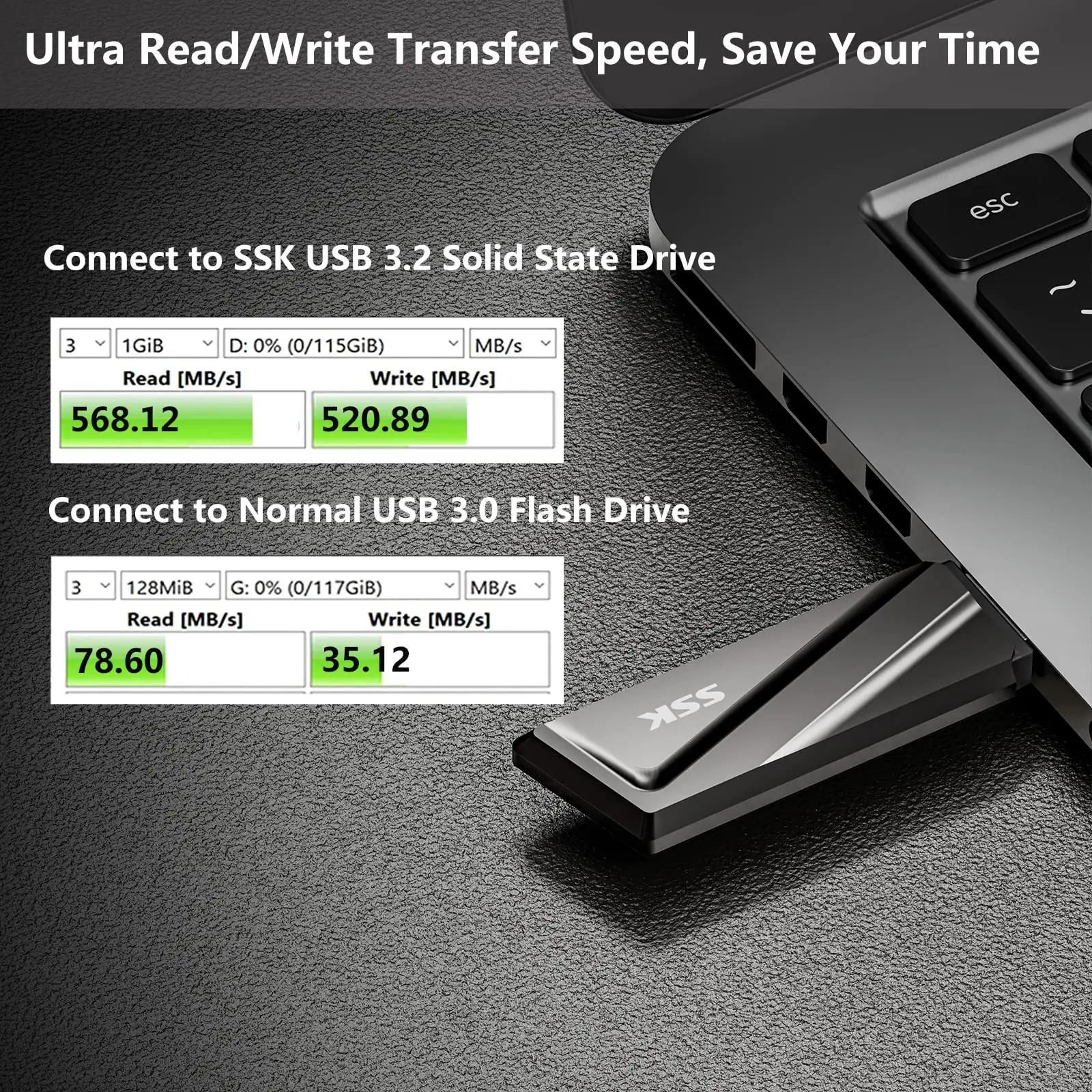 SSK kõrgsageduslik 512GB kaasaskantav SSD – kerge ja kiire – detailne vaade