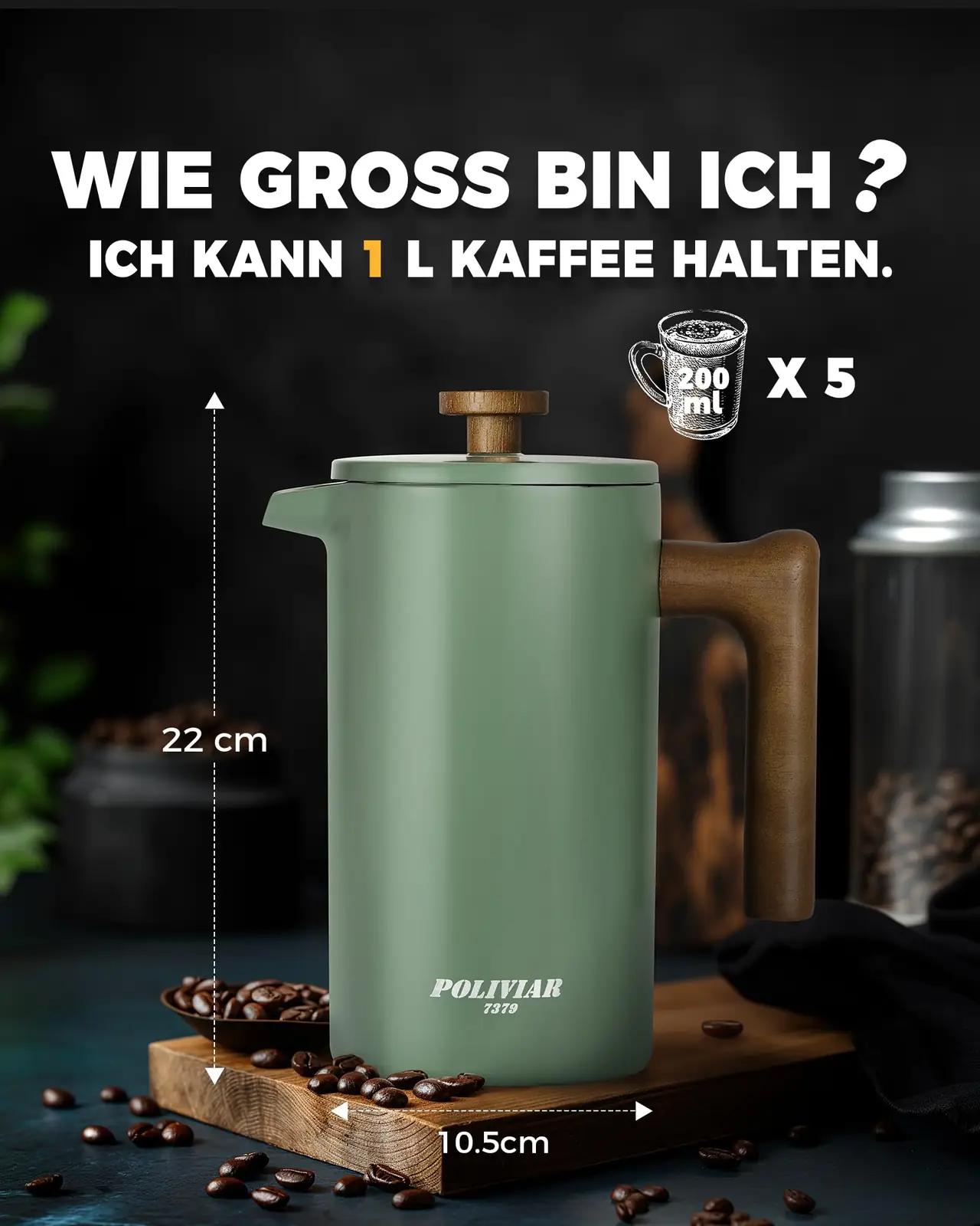 POLIVIAR 7379 POLIVIAR terasest French Press 1 L — isoleeritud – pilt 8