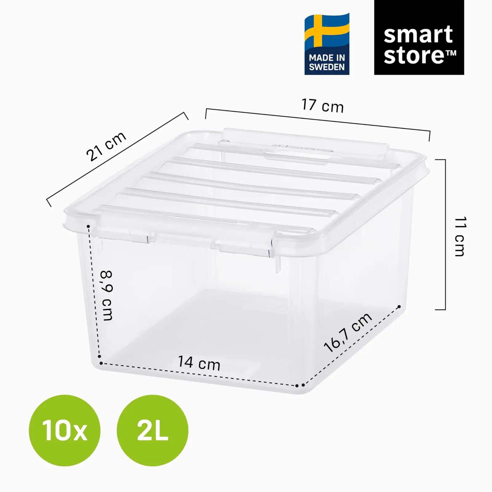 SmartStore läbipaistev hoiukast kaanega – kompaktne 2L komplekt – detailne vaade