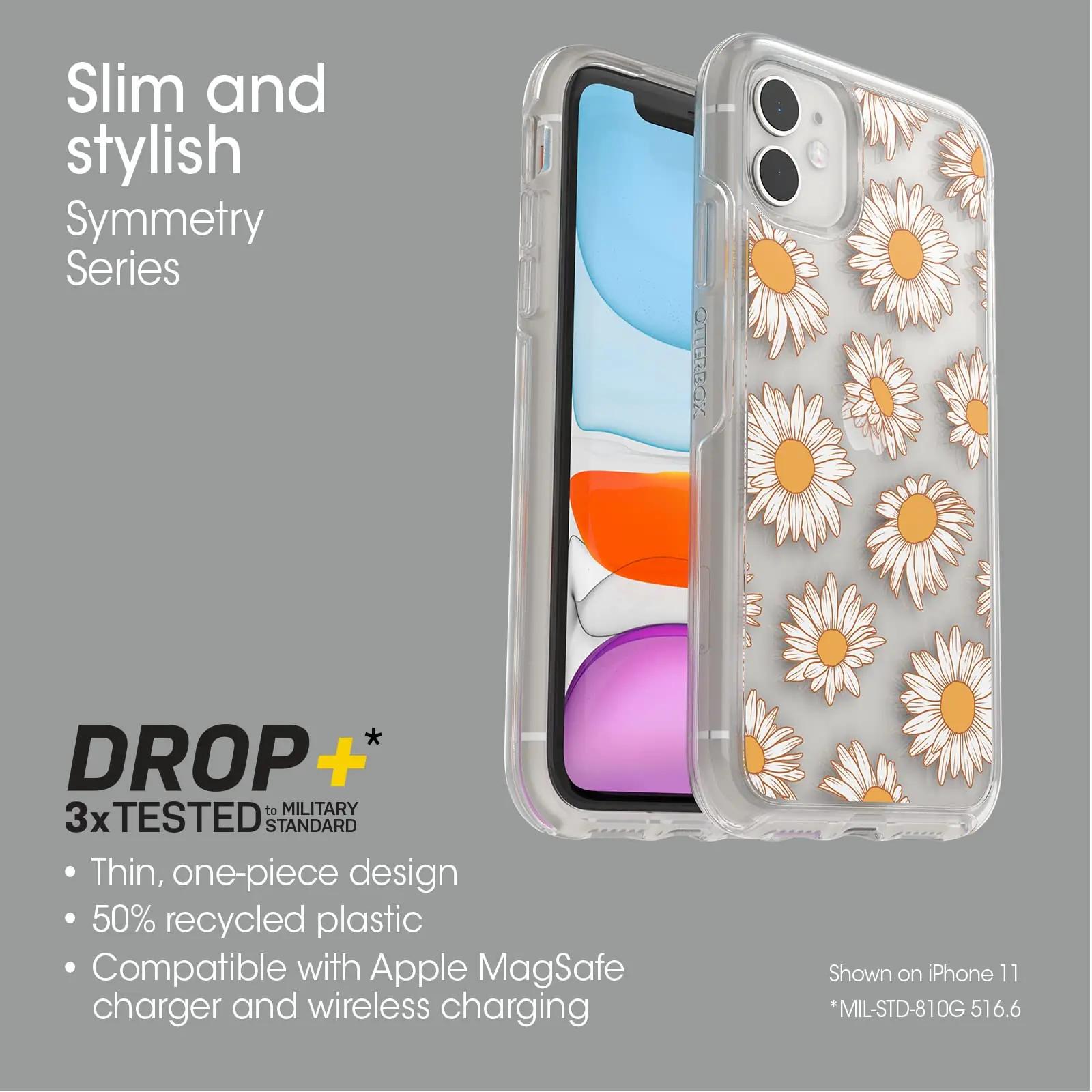 OtterBox kaitsev õhuke ümbris iPhone 11 – Vintage Daisy stiil – kasutusnäide