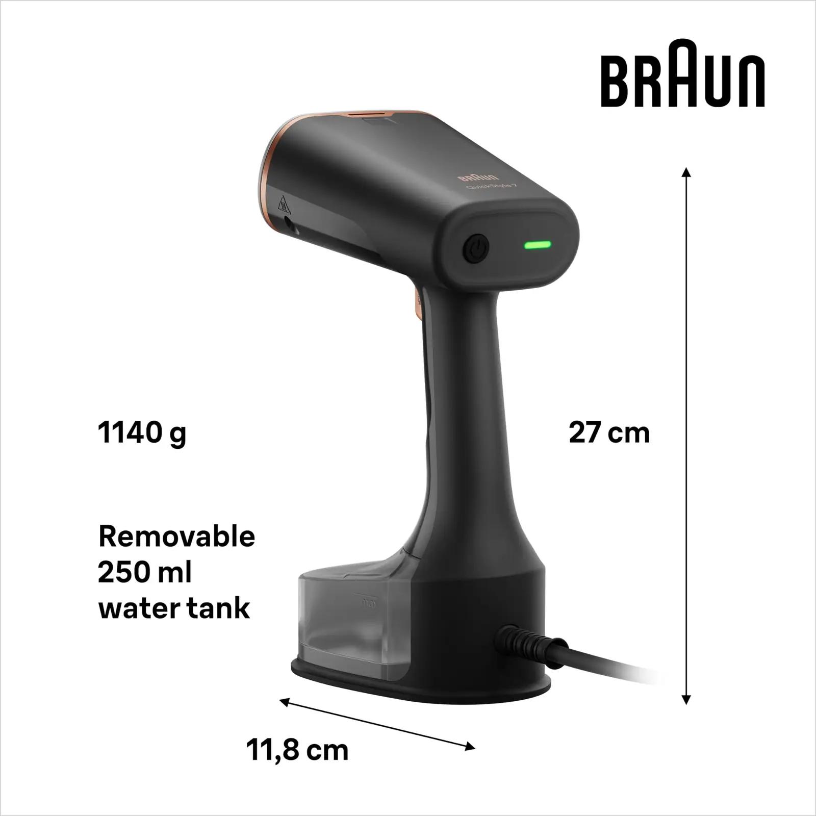 Braun auruhari QuickStyle 7 — kiire kortsude eemaldaja – pakend ja tarvikud