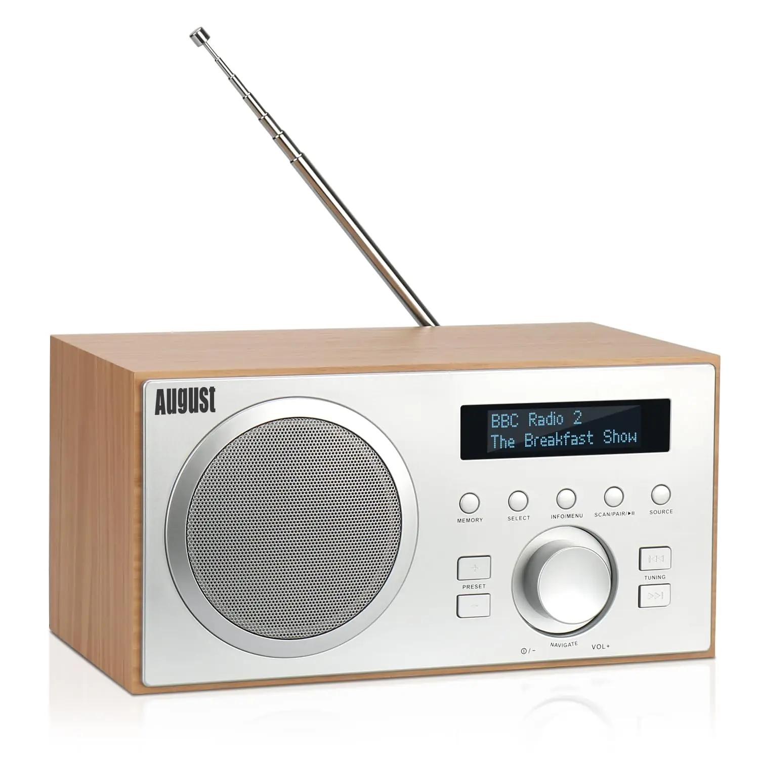 August puitkorpusega köögiraadio DAB+/FM — retro stiil