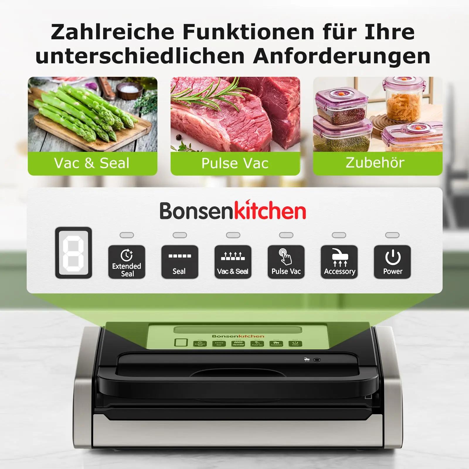 Bonsenkitchen roostevaba vaakumpakisija — kingitus kööki 15L/min – detailne vaade