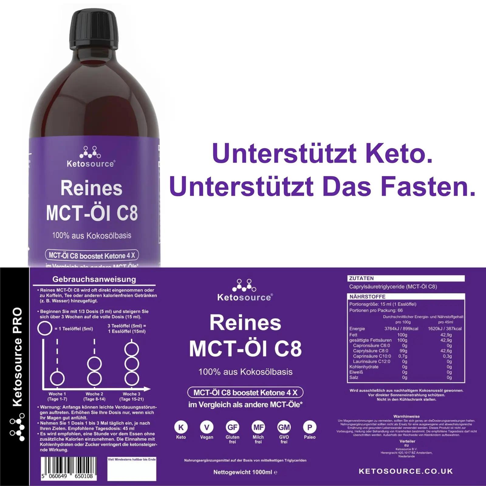 Ketosource puhas MCT-õli C8 1000 ml – kiire energia ja keto-tugi – pilt 7