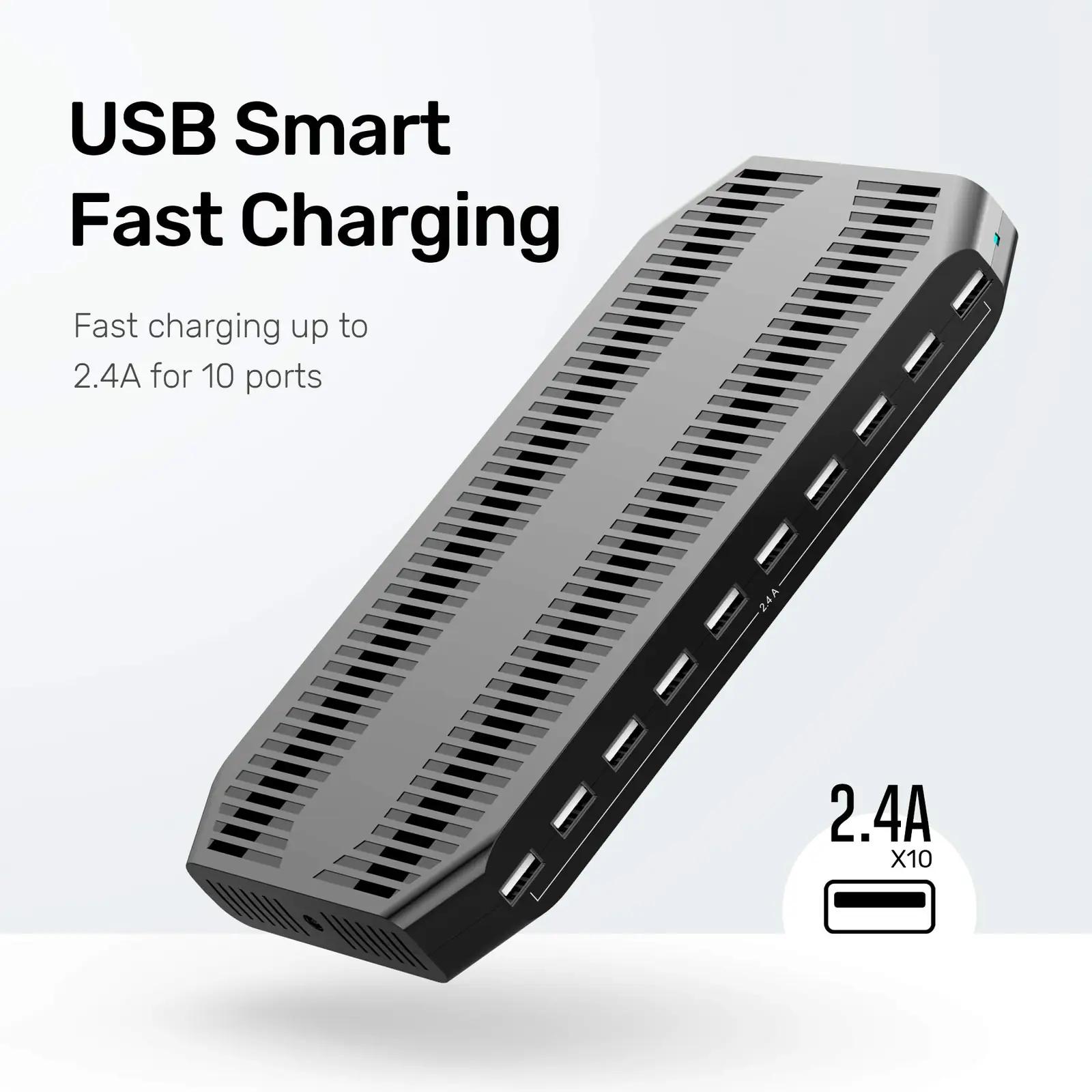UNITEK 60W USB mitmeportne laadija – organiseeritud laadimine – pakend ja tarvikud