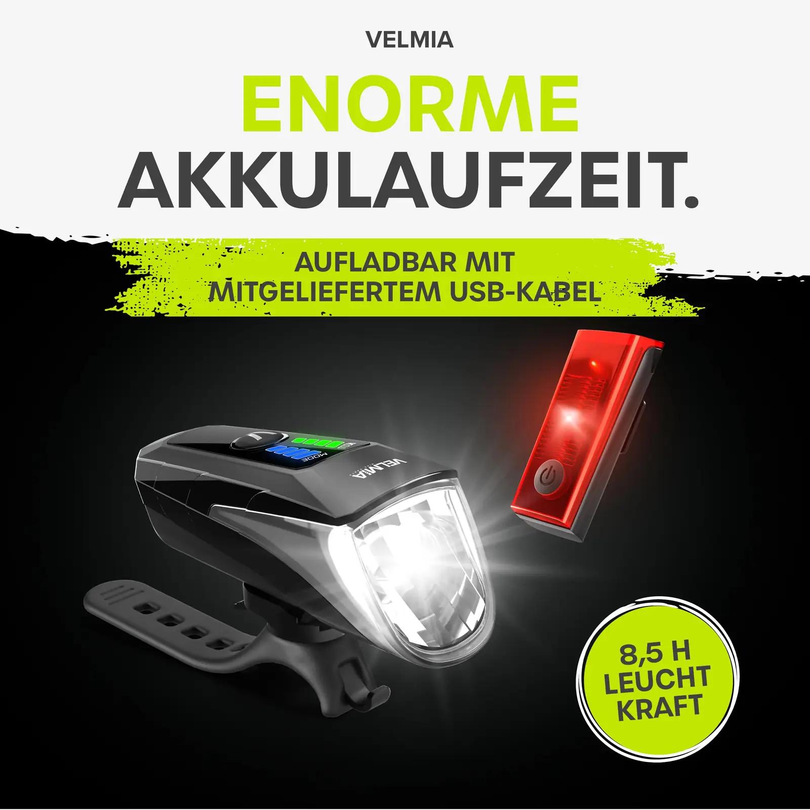 VELMIA veekindel LED jalgrattaesituli ja tagatuli komplekt – kasutusnäide