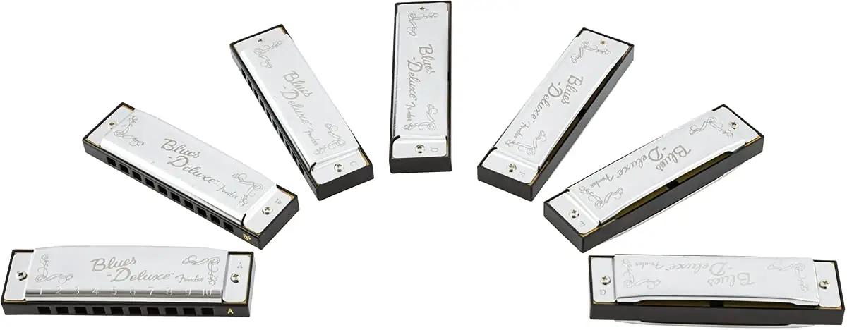 Fender metallist mundharmonika-set – puidude ja puhkpillid – pakend ja tarvikud