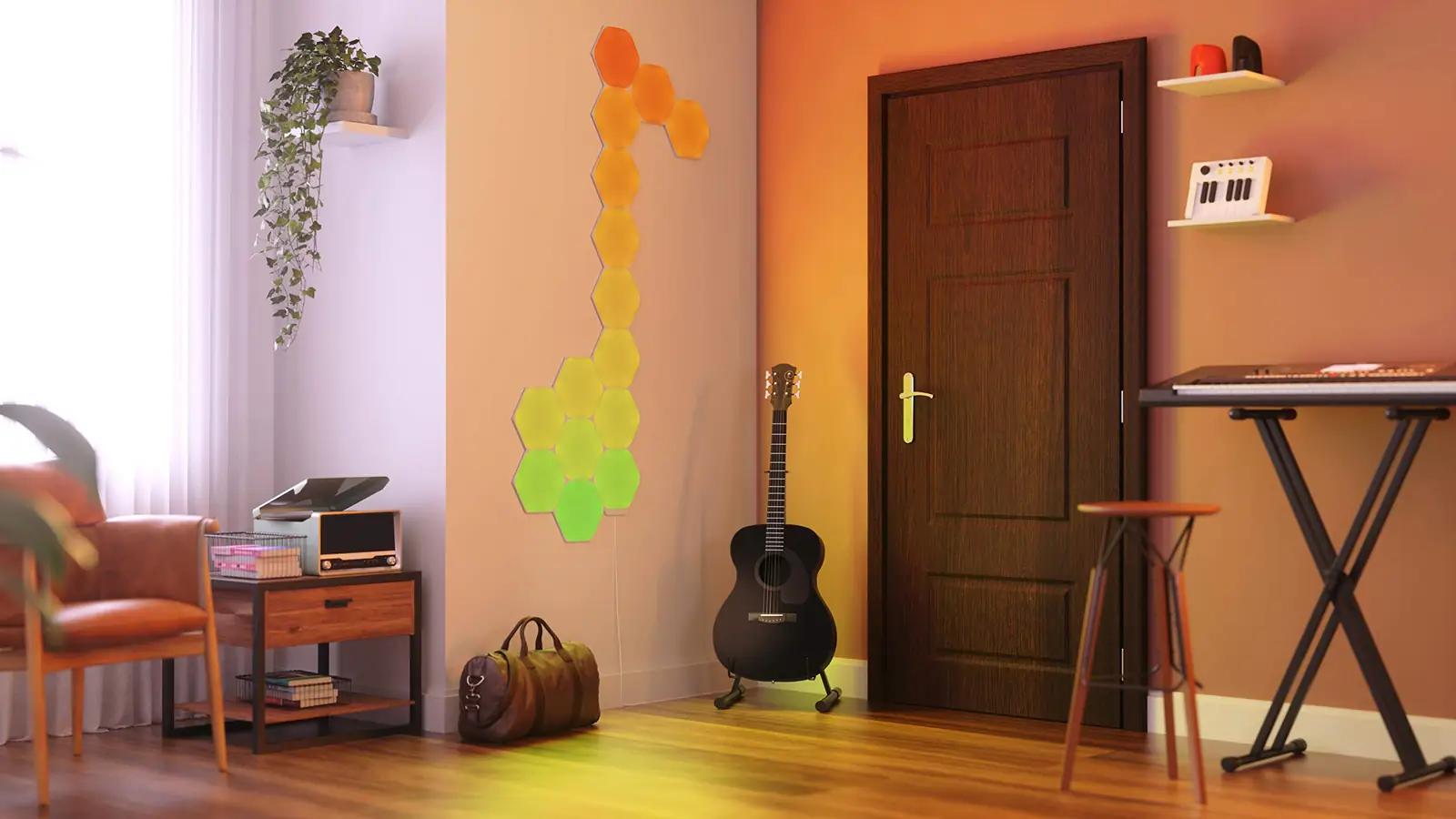 Nanoleaf valguspaneelid Hexagon — dekoratiivne LED-komplekt – kasutusnäide