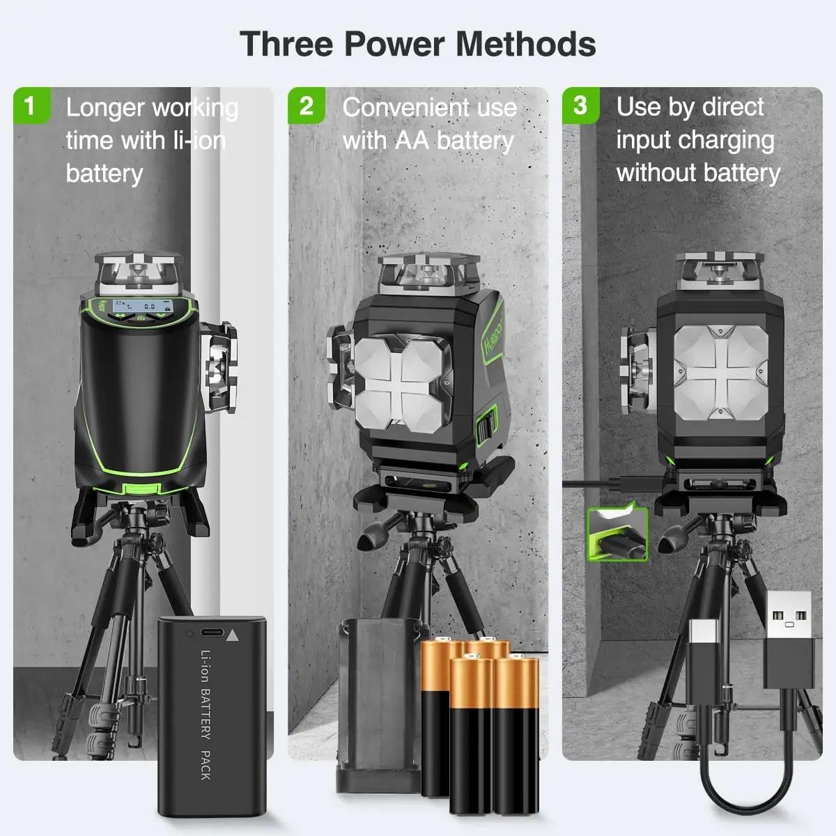 Huepar lasernool 4×360° roheline kiir – tugev ABS korpus – lisavaade