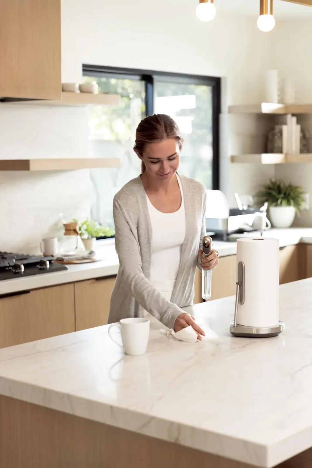 simplehuman roostevaba paberrätikuhoidja pihustuspumbaga – pilt 8