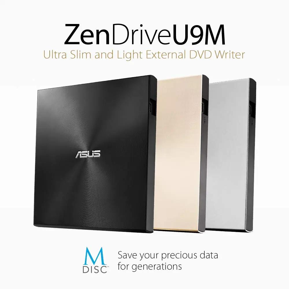 ASUS väline DVD-kirjutaja — õhuke USB-C kuldne kest – pakend ja tarvikud