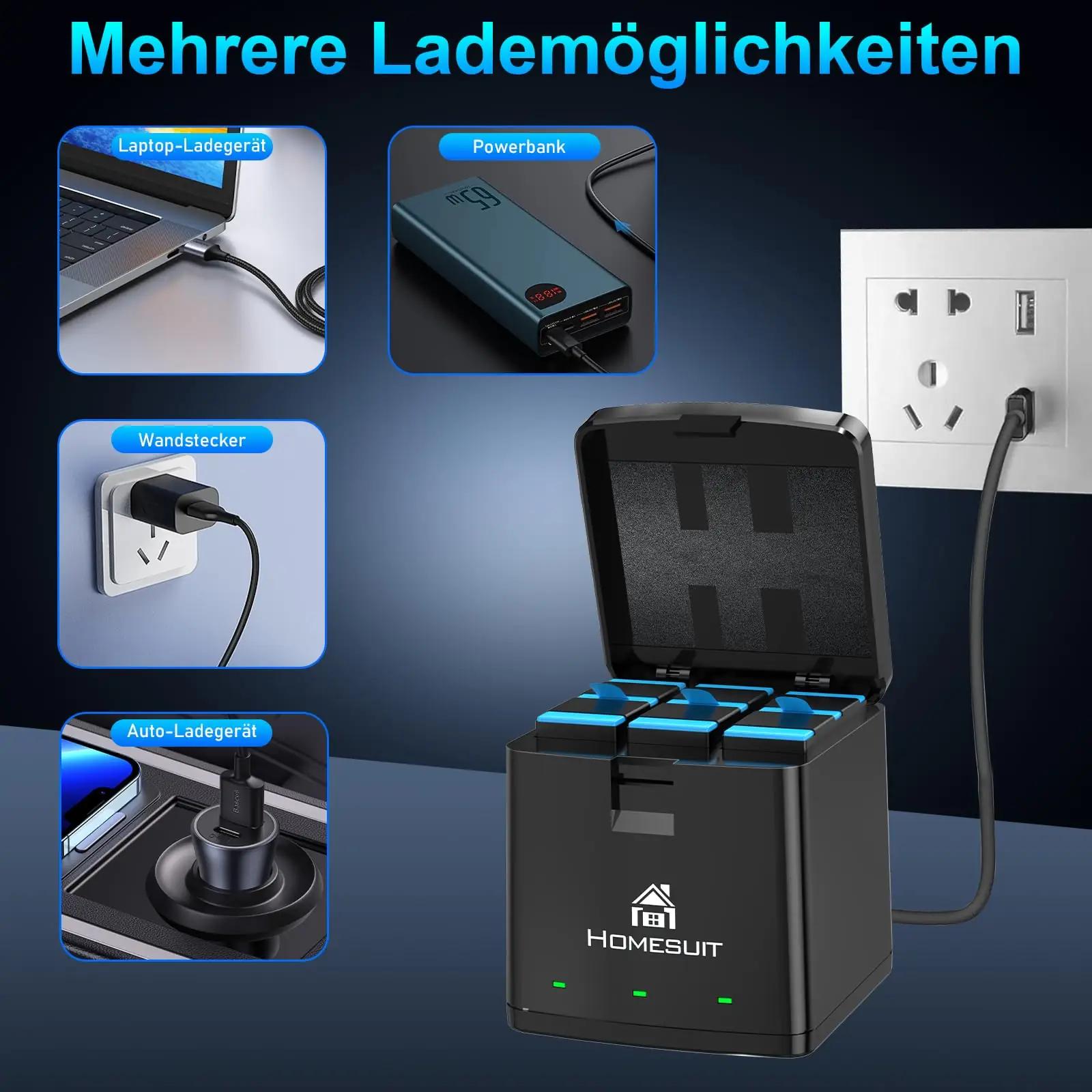 Homesuit laadimiskomplekt: 3x 1800mAh akut ja Type-C laadija – pilt 6