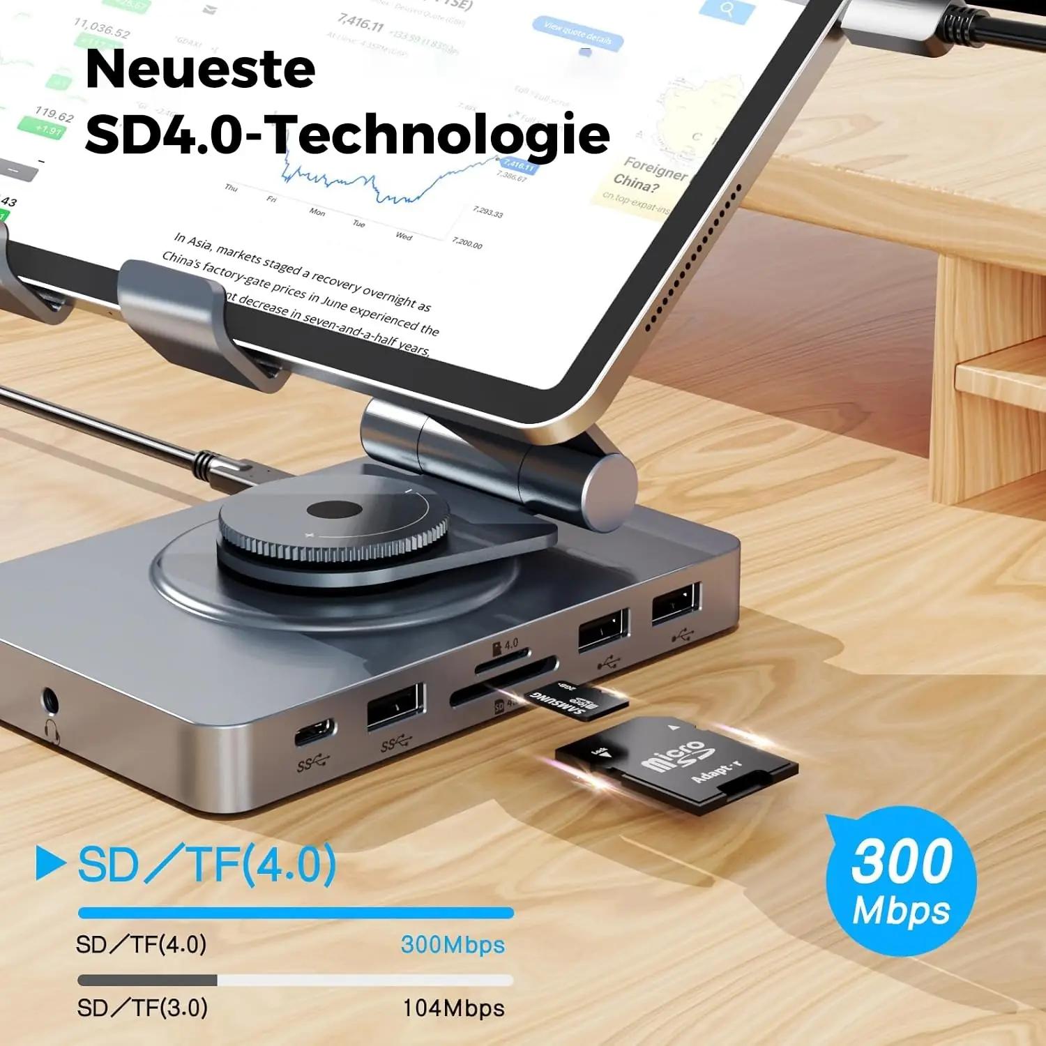 NEWQ alumiiniumist USB-C dokk iPad Pro jaoks — mitmeportne – kasutusnäide