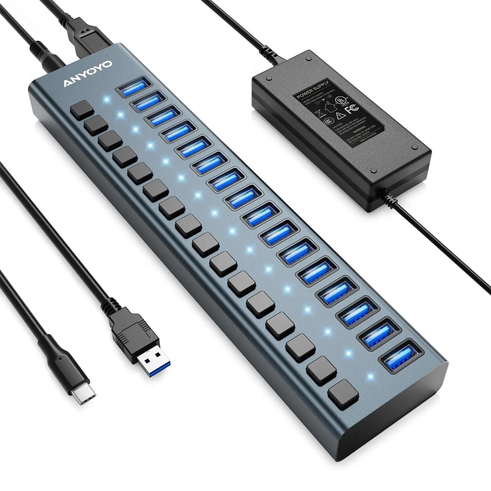 ANYOYO alumiinium USB-hub 16 porti – võimas ja kompaktne
