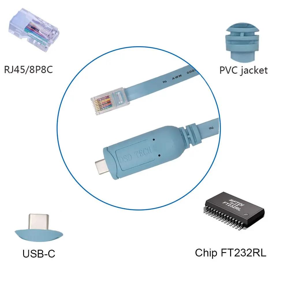 DSD TECH sinine konsoolikaabel USB-C → RJ45 – pakend ja tarvikud