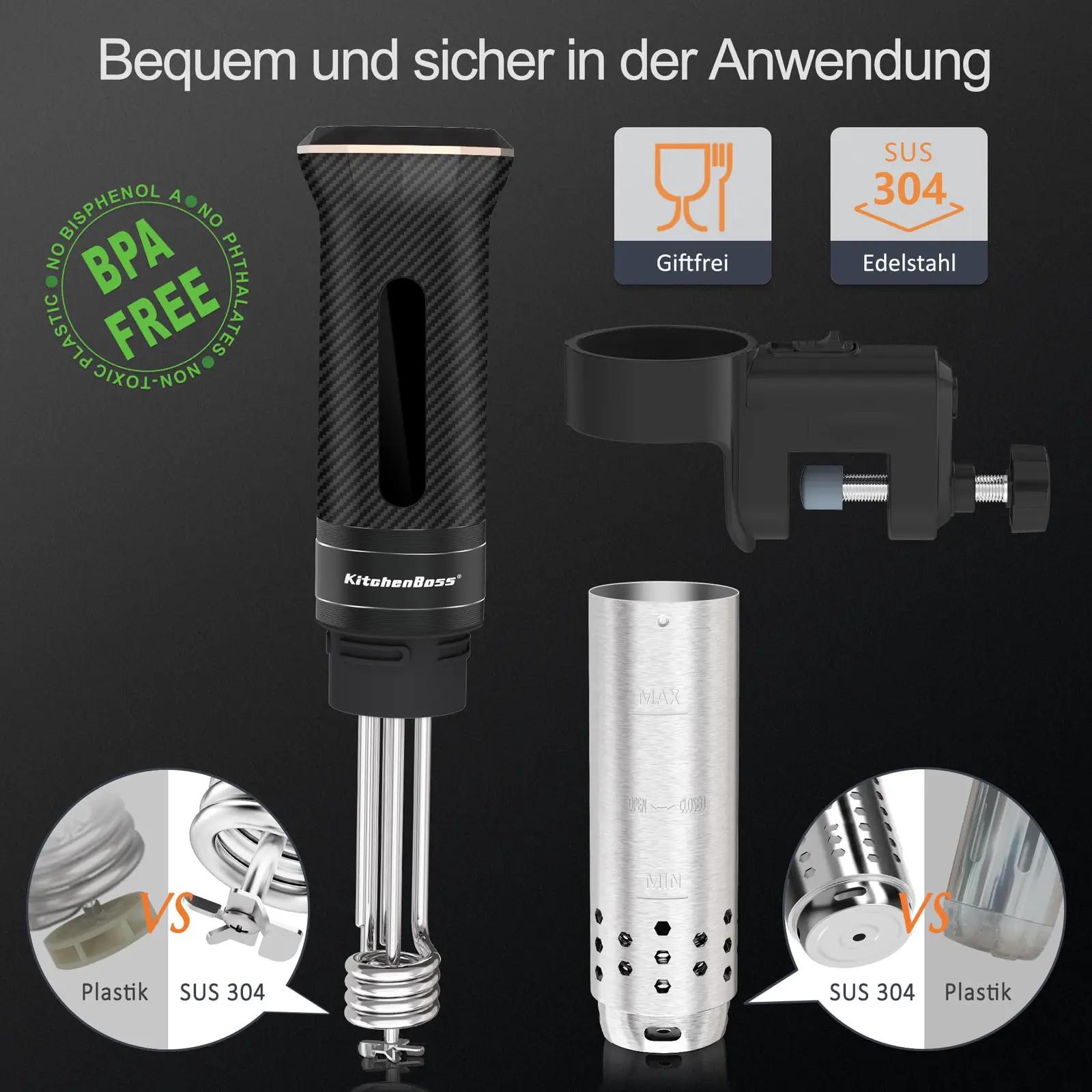 KitchenBoss roostevaba sous-vide garer – täpne ja veekindel G300 – detailne vaade