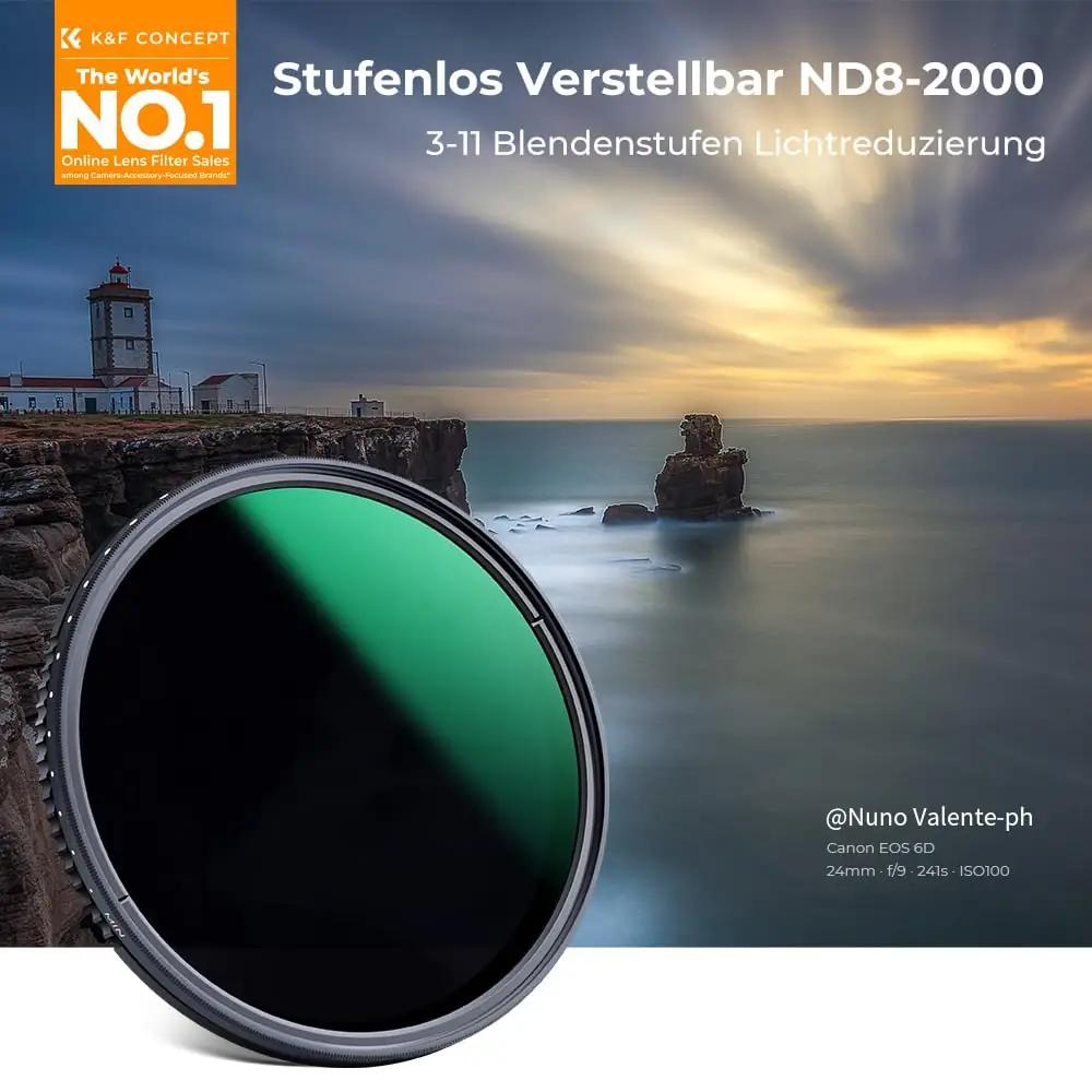 K&F CONCEPT 58mm ND muutuv filtriga — täpne valgusjuhtimine – detailne vaade