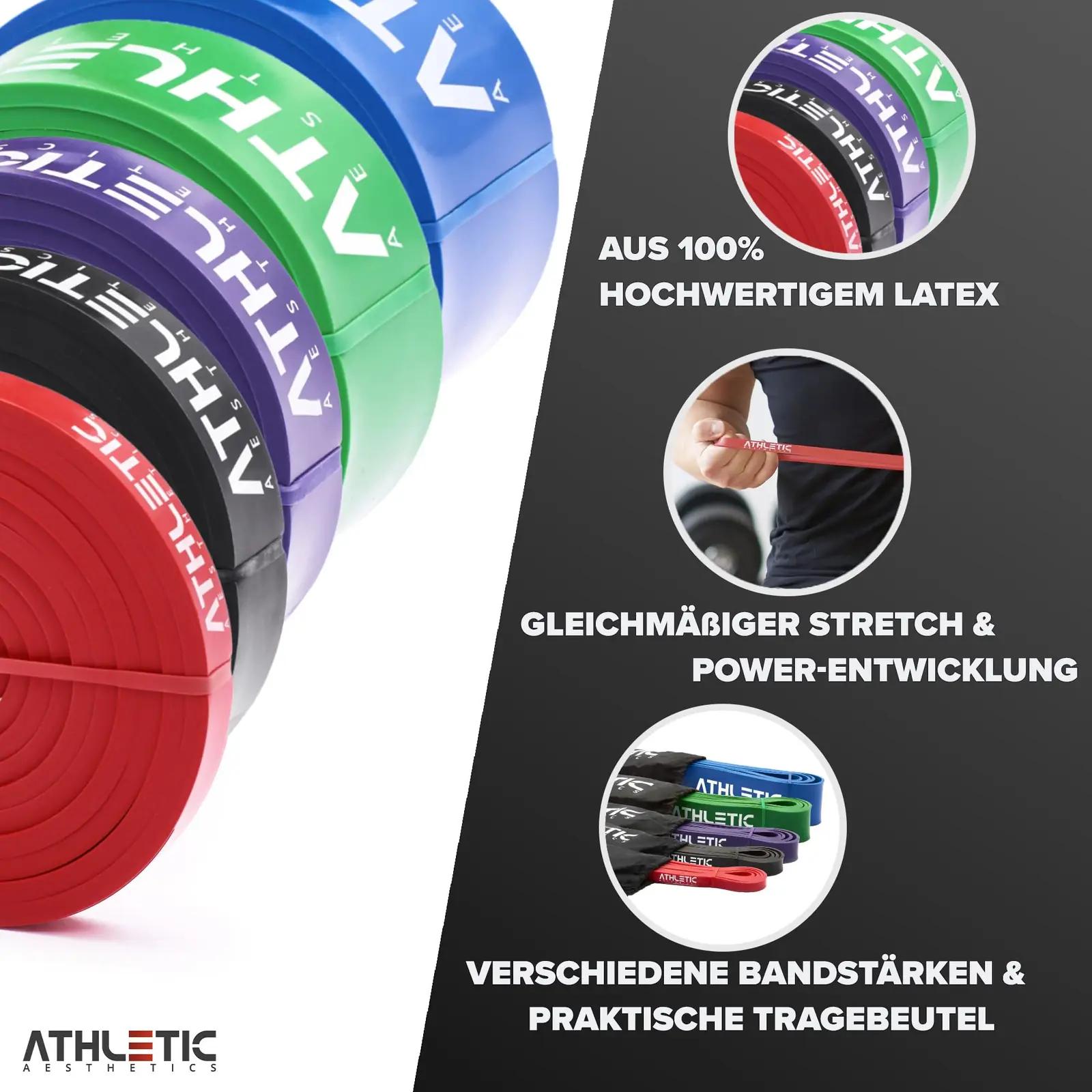 ATHLETIC AESTHETICS naturkautšukist treeningkummide komplekt – pakend ja tarvikud