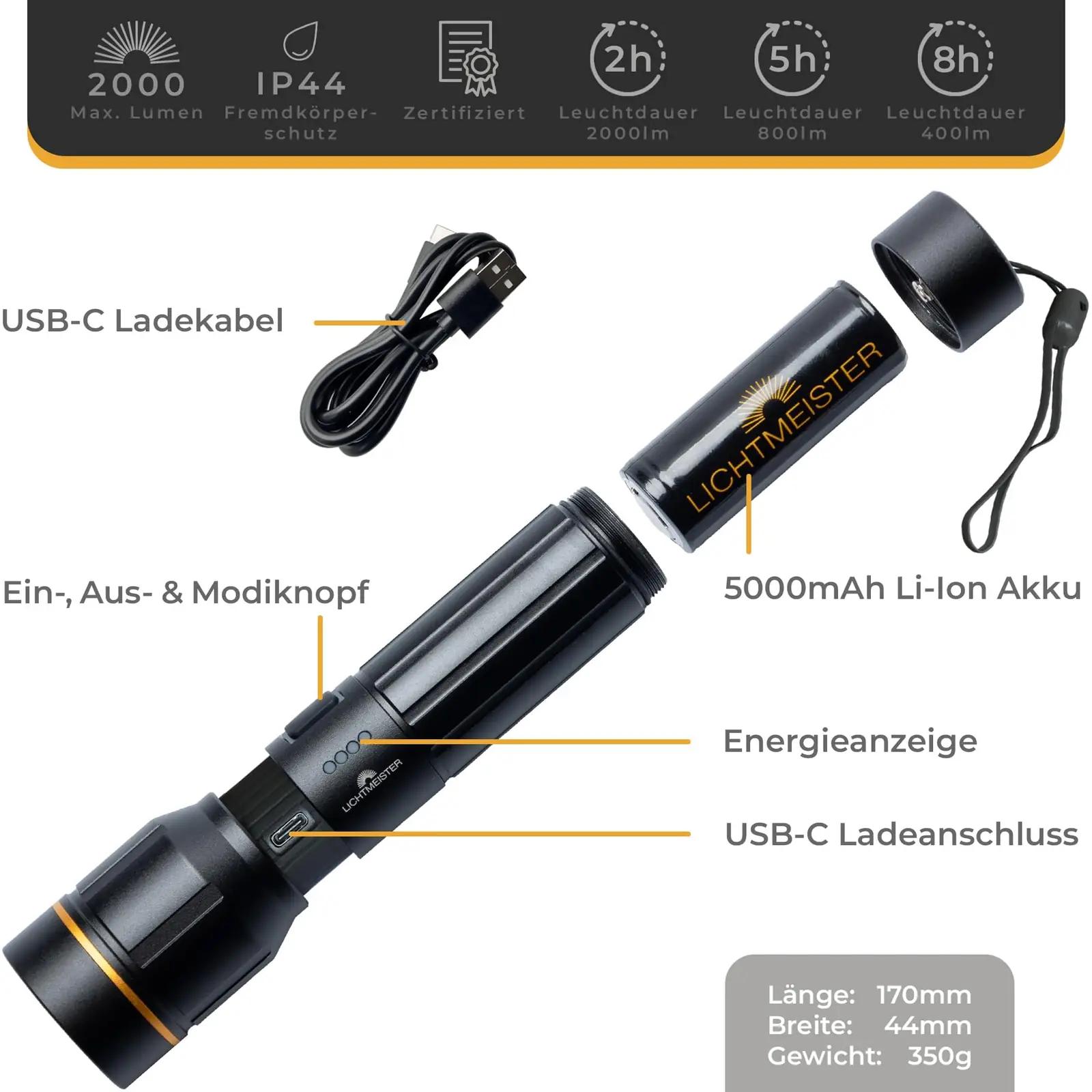 LICHTMEISTER tugev alumiiniumtaskulamp – taskulambid – pilt 6