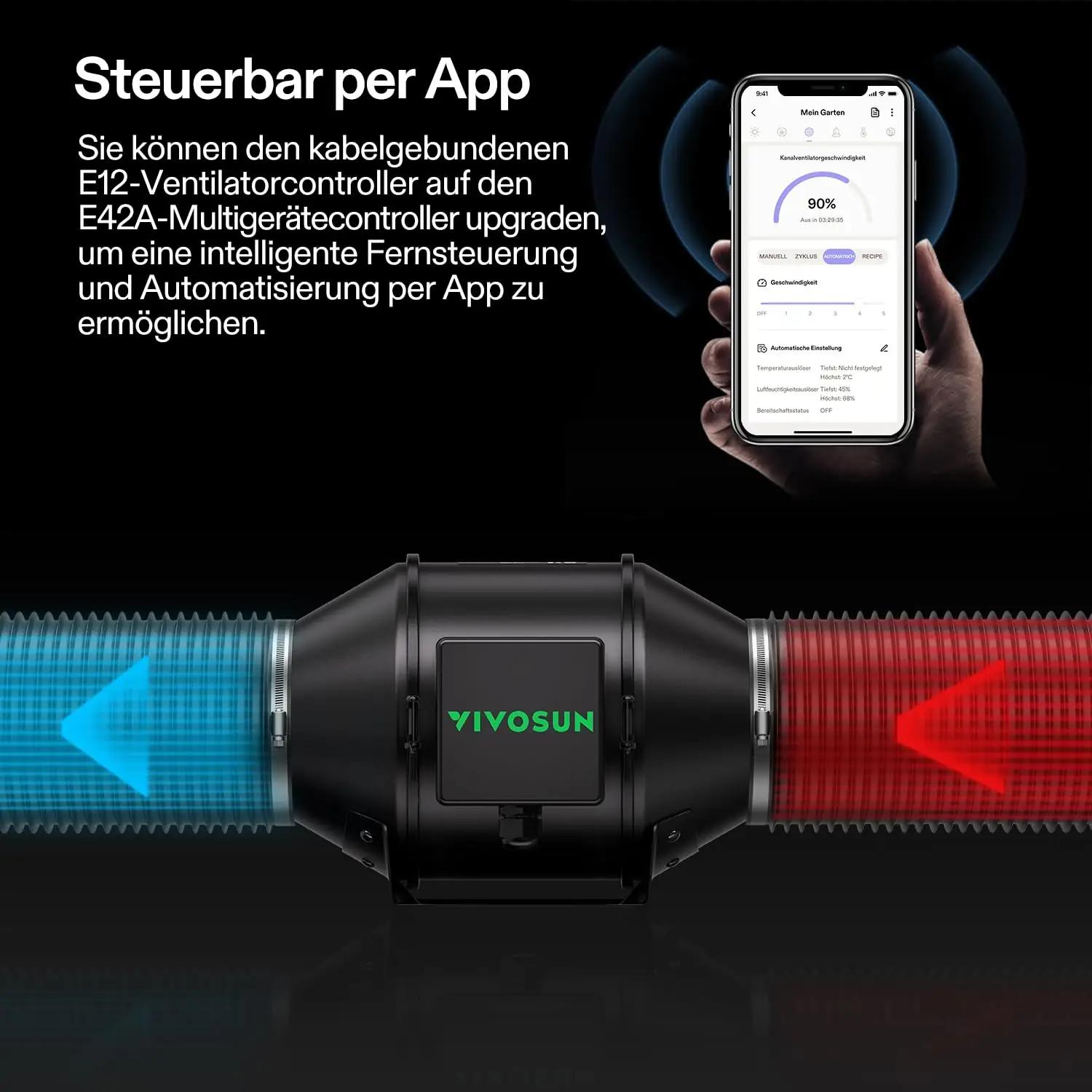 VIVOSUN AeroZesh G4 100 mm toruföön – tugev köetav jahutus – pakend ja tarvikud
