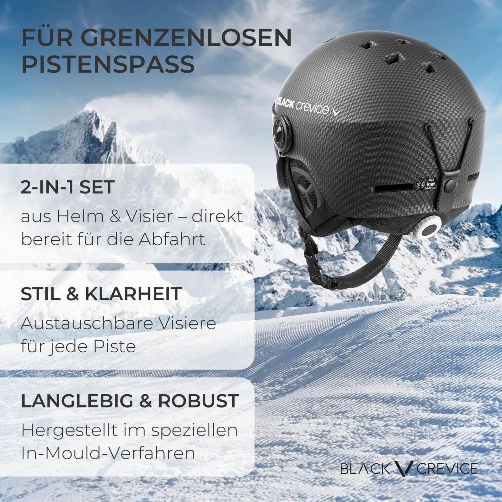 Black Crevice kergelt tugev skihelm visiooni eest kaitsev sirmiga – lisavaade