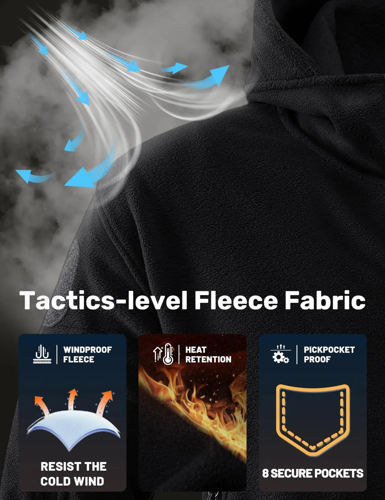 TACVASEN soe ja tuulekaitsega fleecejakk kapuutsiga (S) – detailne vaade