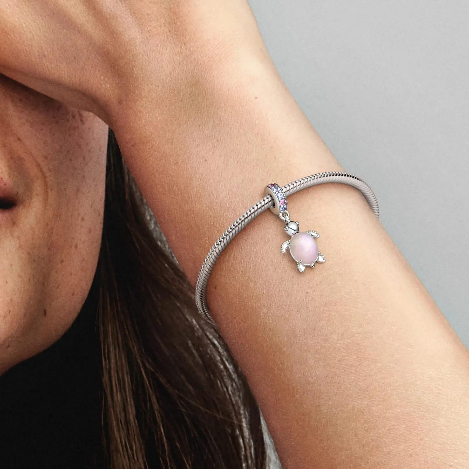 PANDORA roosa Murano-klaas merekilpkonn – särav ripats charm – pilt 7
