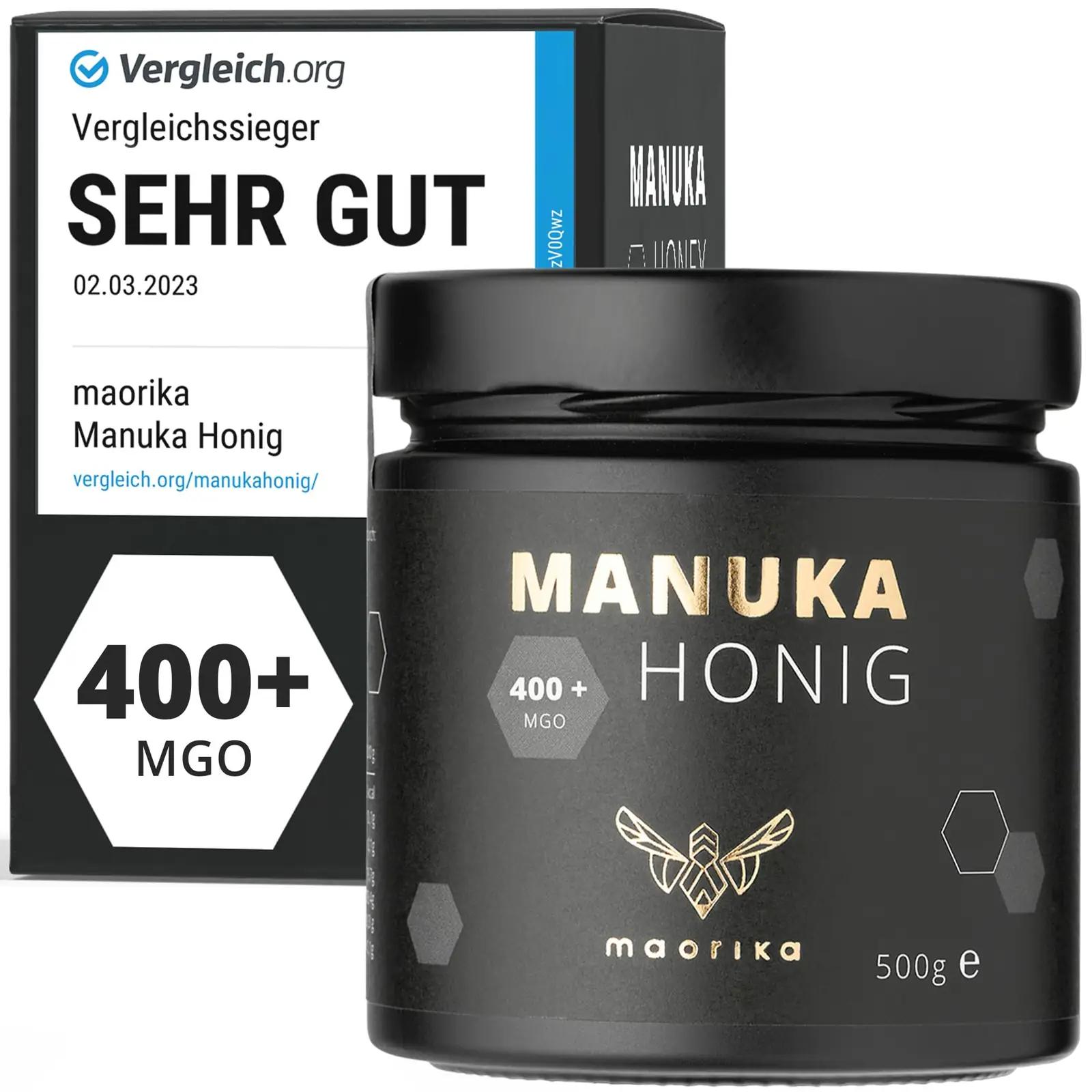 maorika Manuka mesi 400 MGO 500 g klaaspurgis — naturaalne ja