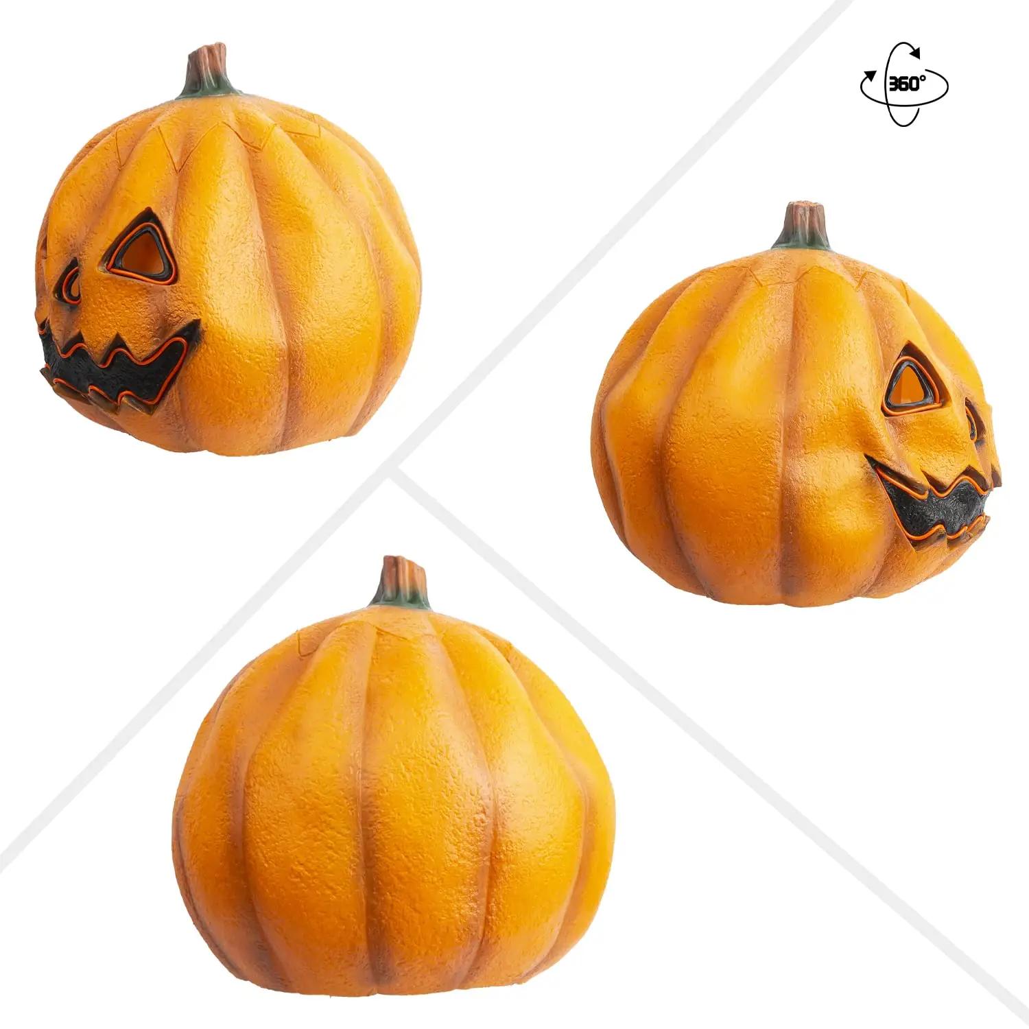 Creepy Party oranž kummist Halloween mask — realistlik peakattega – pilt 6