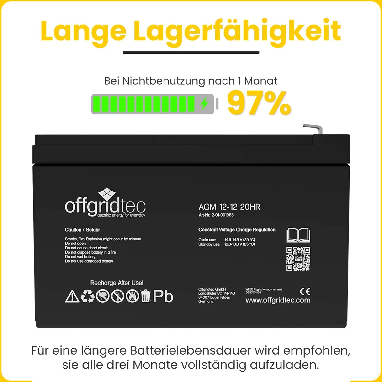Offgridtec vastupidav 12Ah 12V AGM aku – päikeseenergia sobivus – pilt 7
