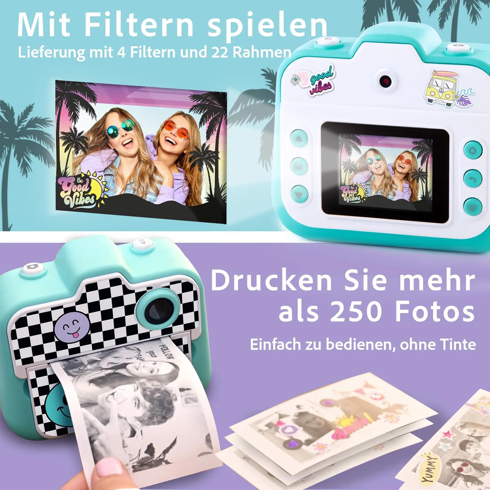 Canal Toys kerge fotokamber lastele – kohe trükkiv, turkoos – pilt 8