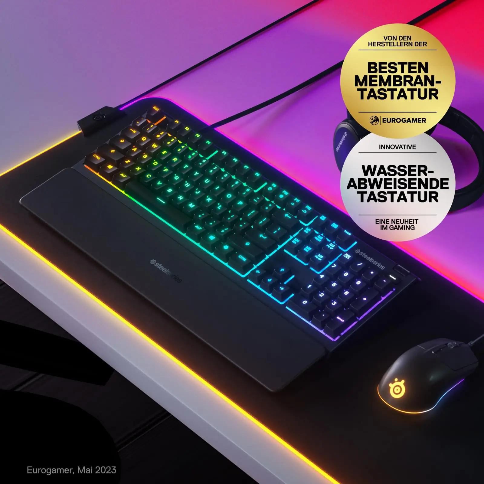 SteelSeries mängutastatur Apex 3 — vaikne ja veekindel valik – detailne vaade