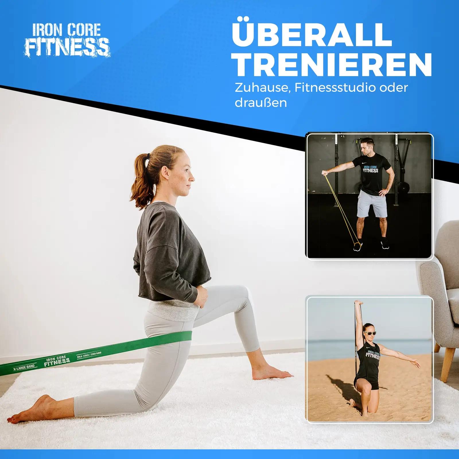 Iron Core Fitness looduslikust kummist treeningribad komplekt – kasutusnäide