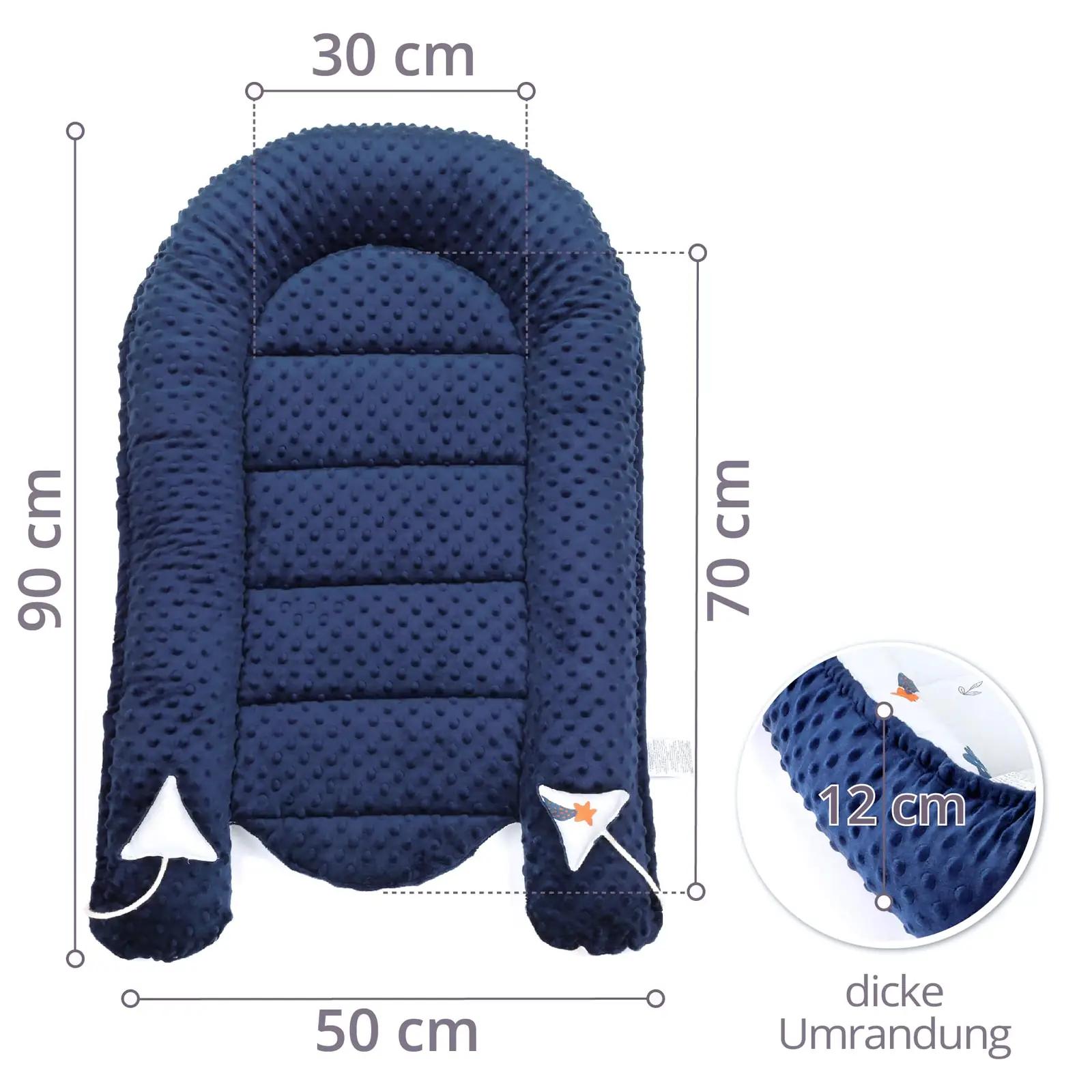 Totsy Baby pehme minky babynest – soe magamiskorv 50×90 – pakend ja tarvikud