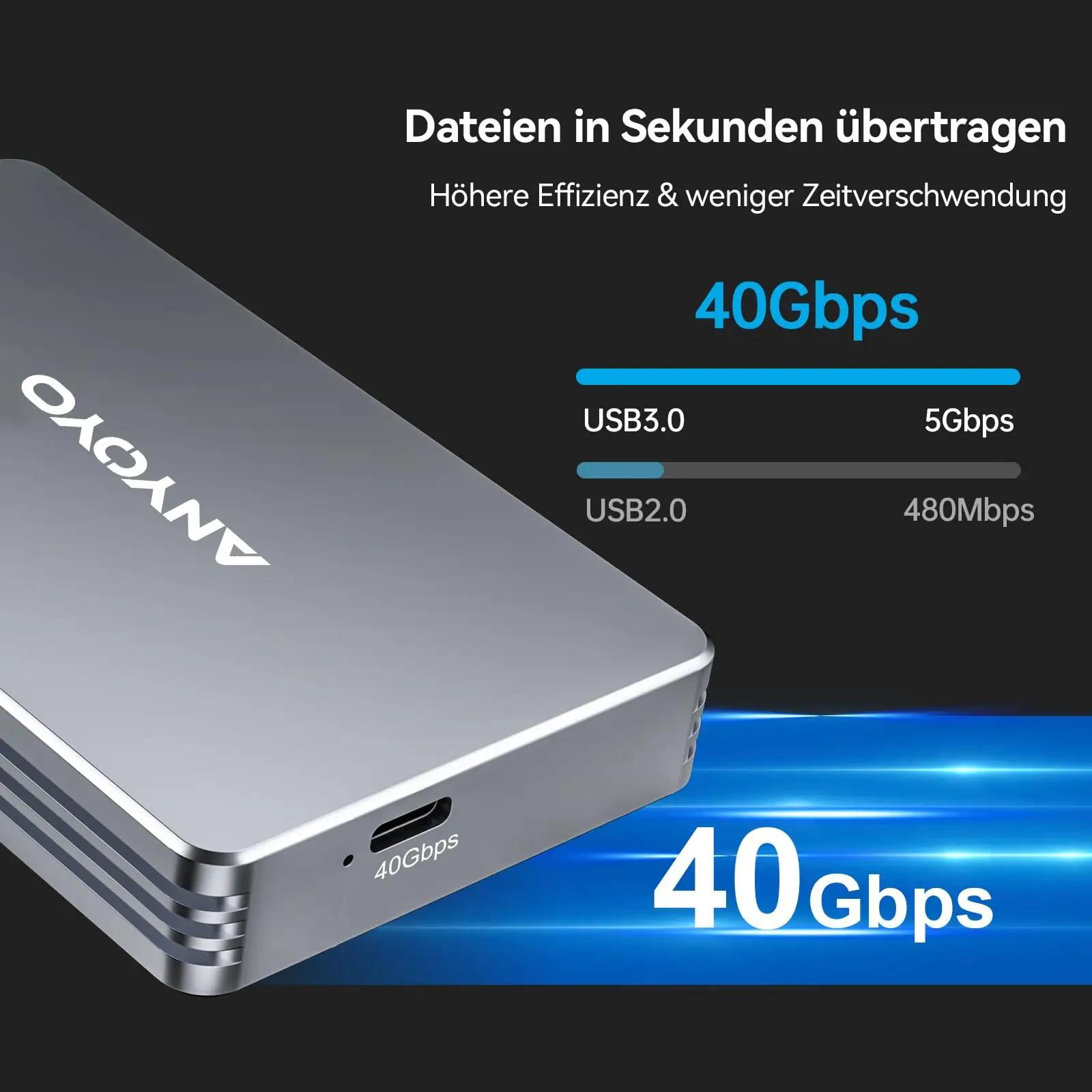 ANYOYO alumiiniumist M.2 NVMe SSD korpus – kiire 40Gbps – pakend ja tarvikud