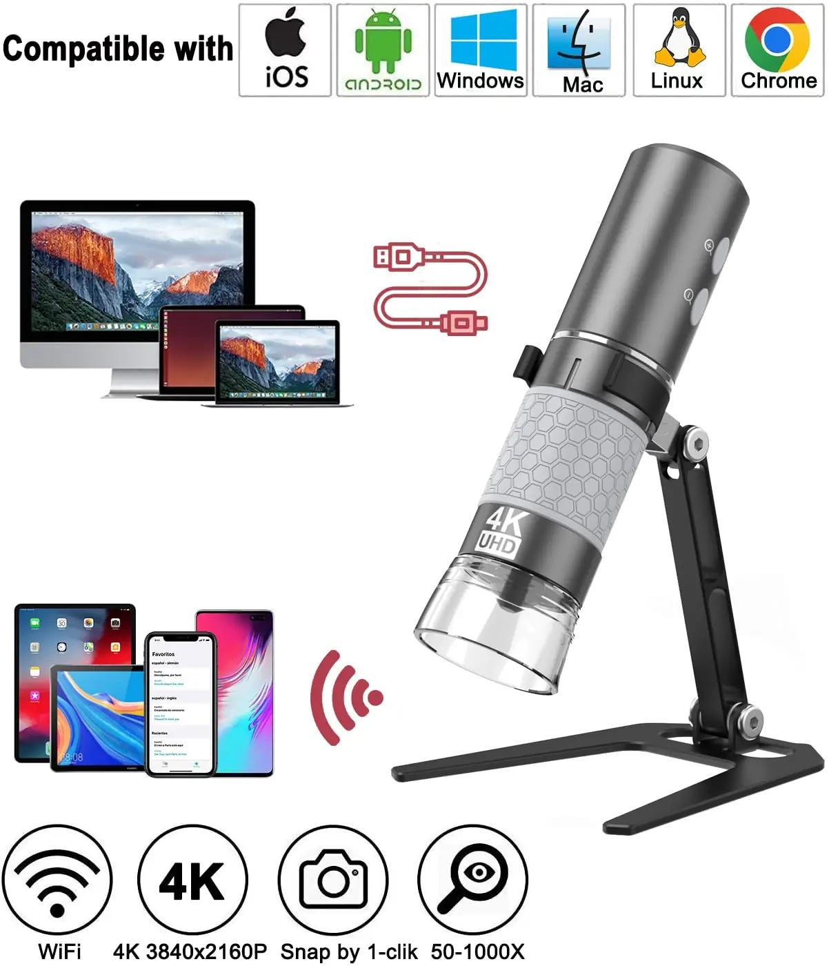 Jiusion 4K digitaalne mikroskoop — tugeva metallist jala ja – detailne vaade