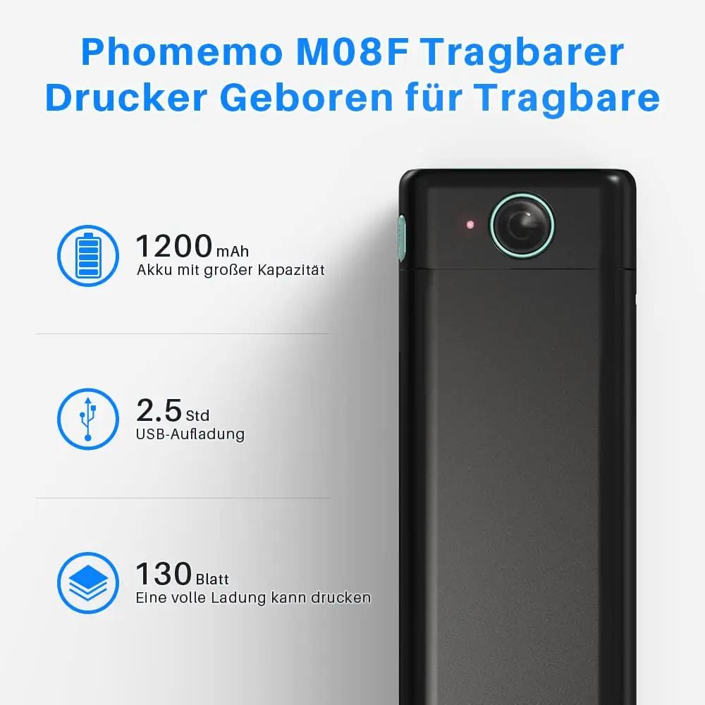 Phomemo kantav termoprinter M08F – A4 mobiilne trükk – lisavaade