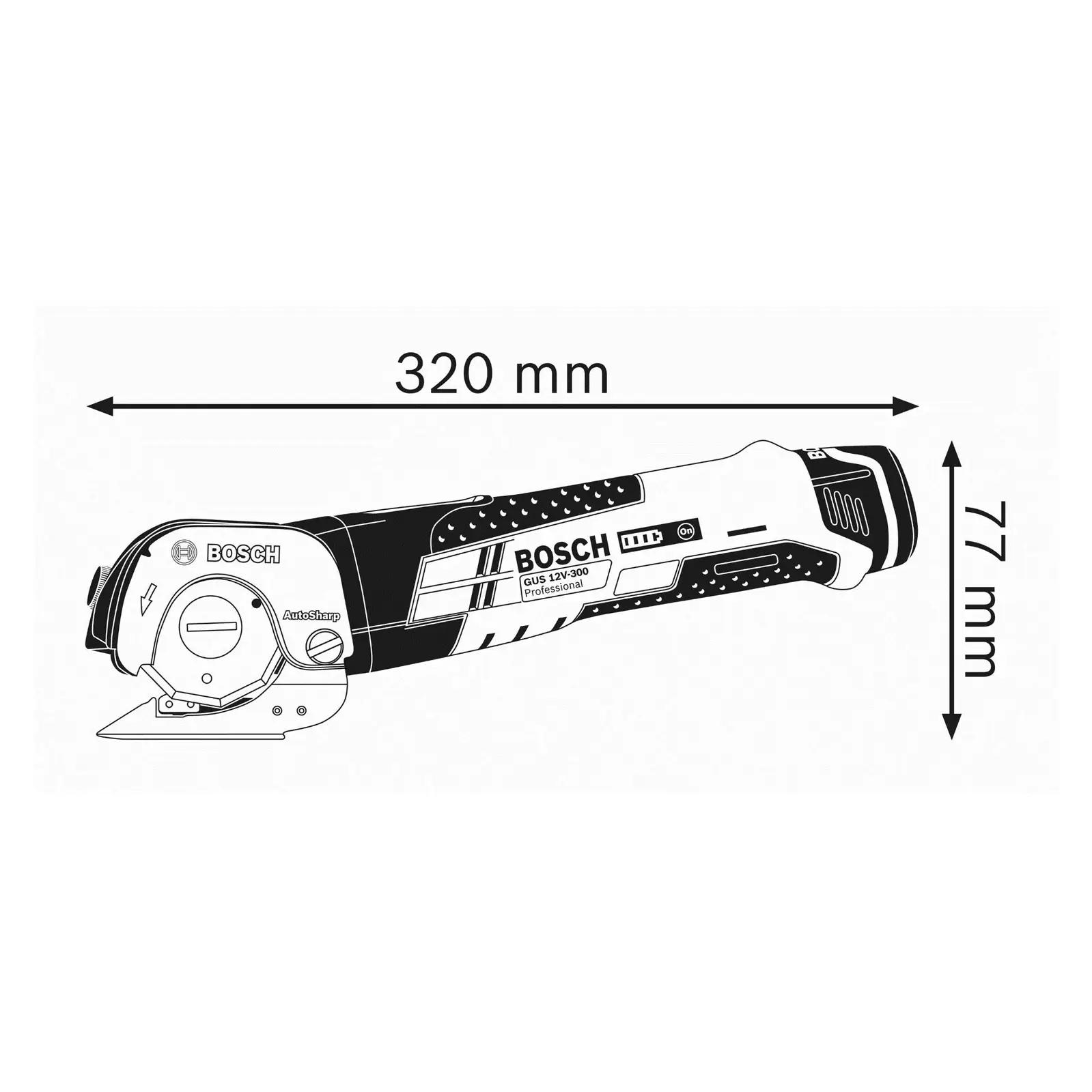 Bosch Professional tugev PVC-kattega akusakäär GUS 12V-300 – pakend ja tarvikud