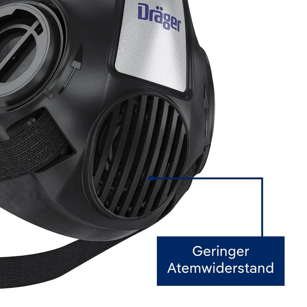 Dräger mugav silikoonist poolmask – kaitse tolmu eest, suurus L – pakend ja tarvikud
