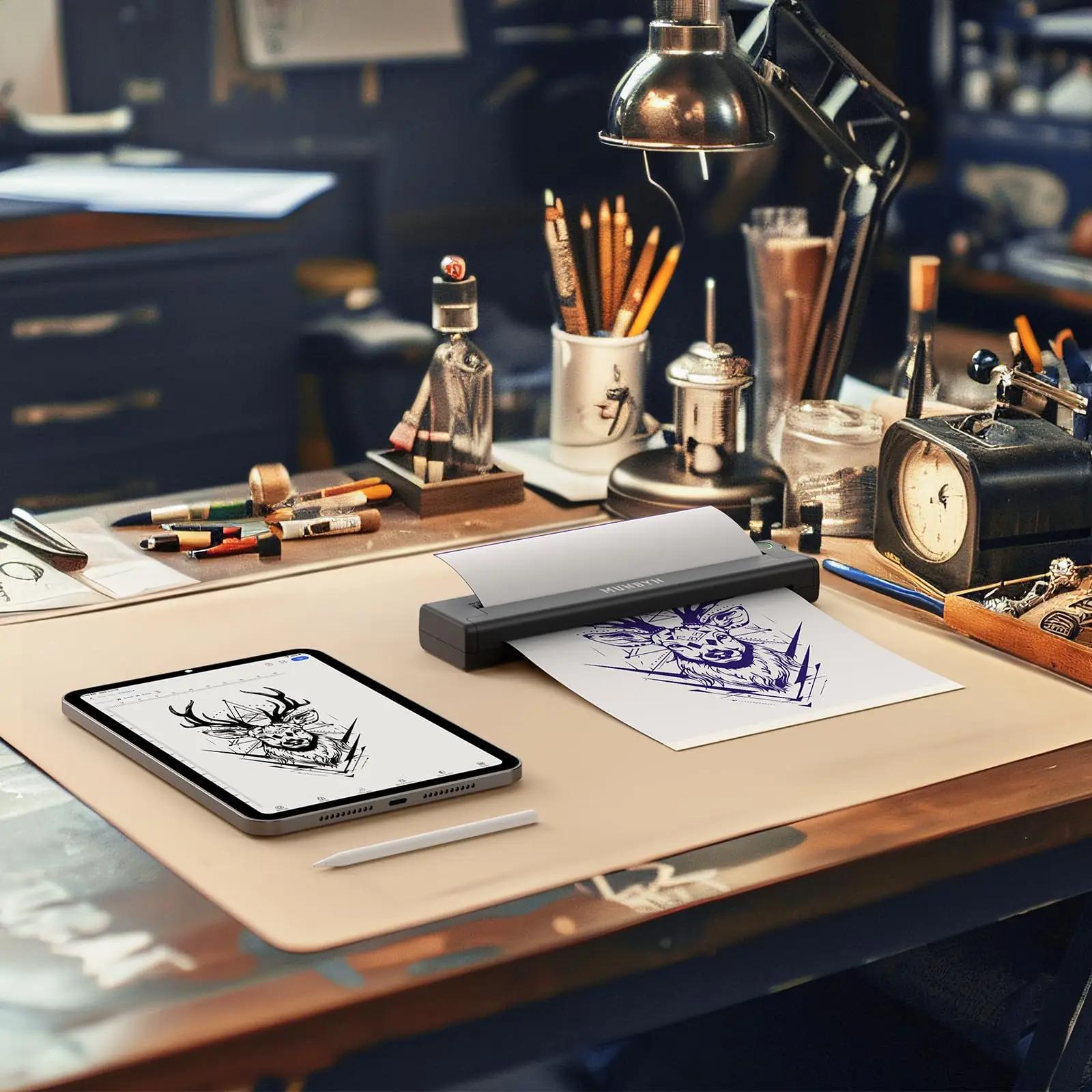 MUNBYN metallist kaasaskantav tattoo-printer — stencil ja A4 – pilt 9