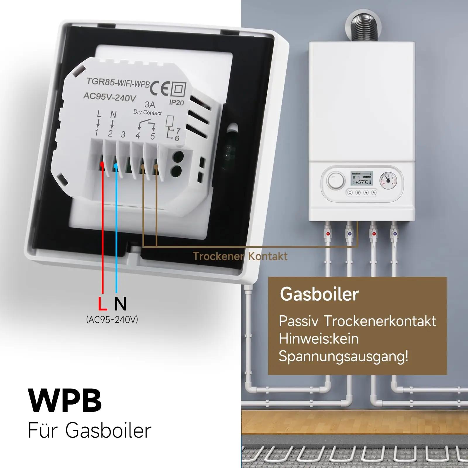 BEOK CONTROLS TGR85WIFI-WPB programmeeritavad termostaadid – detailne lähivaade