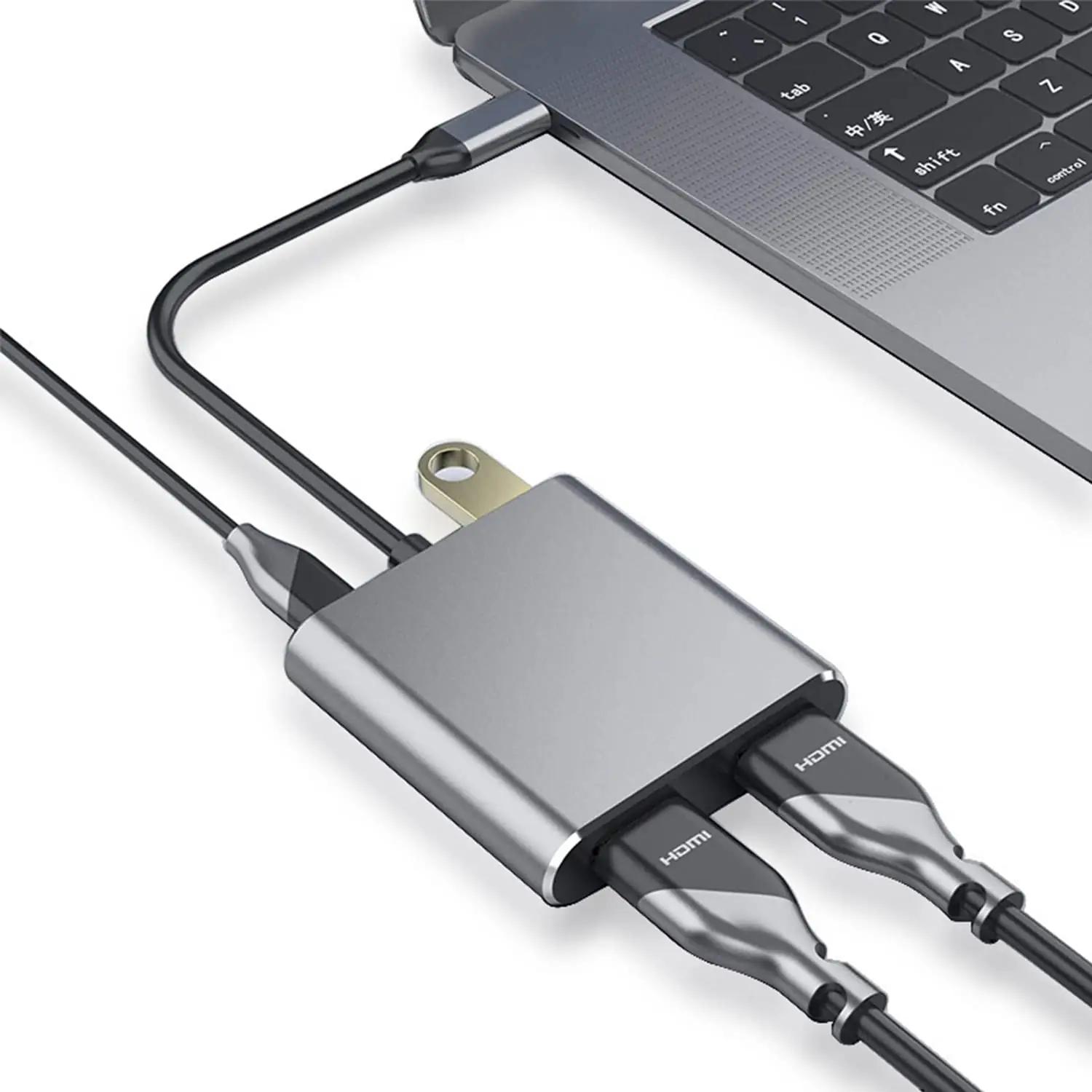 YRRNAE alumiiniumist USB-C hub kahe HDMI väljundiga — 4K ja PD – pilt 8