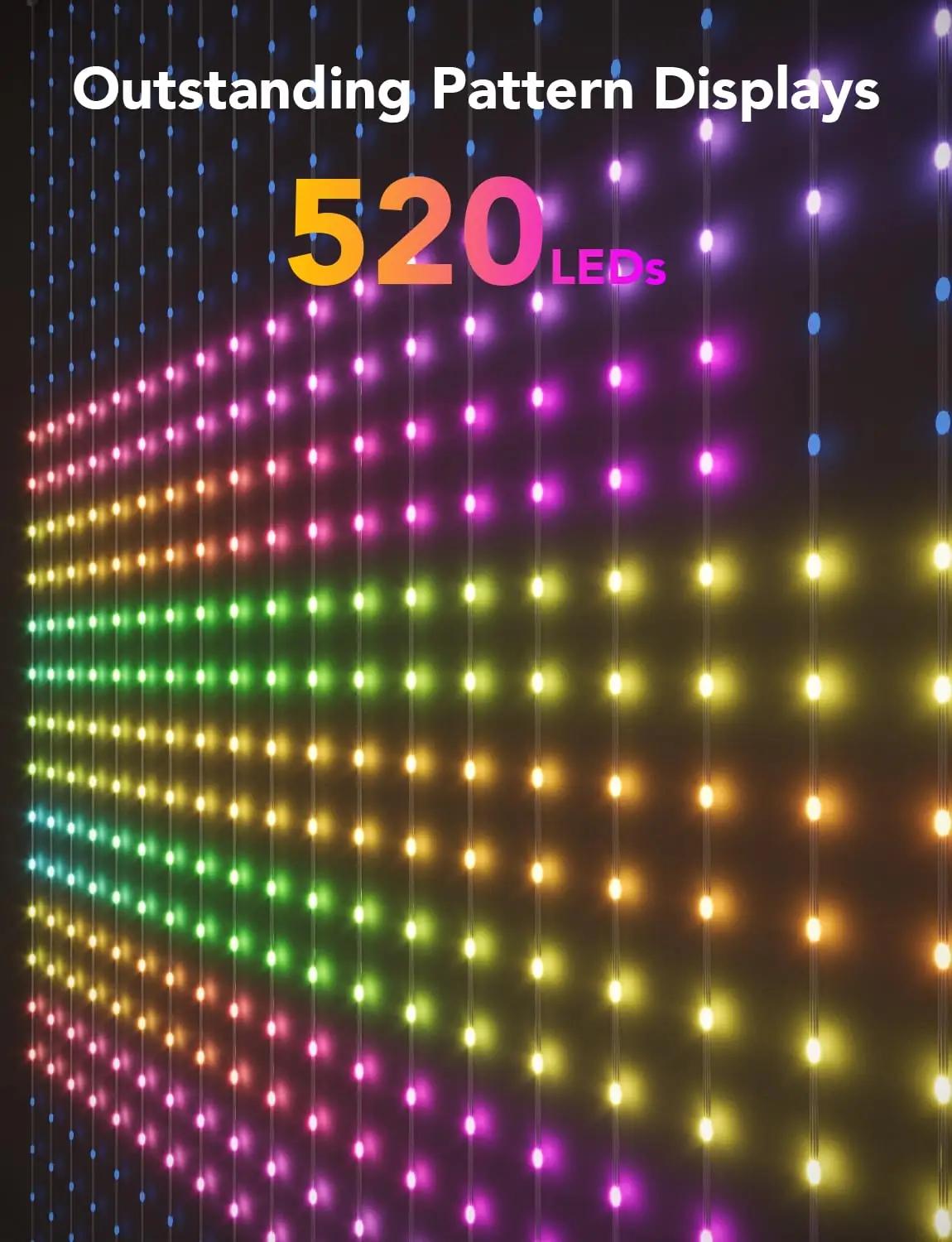 Govee LED-eksponaadi dekoratiivne kardin 520 valgustiga 2×1,5m – detailne vaade