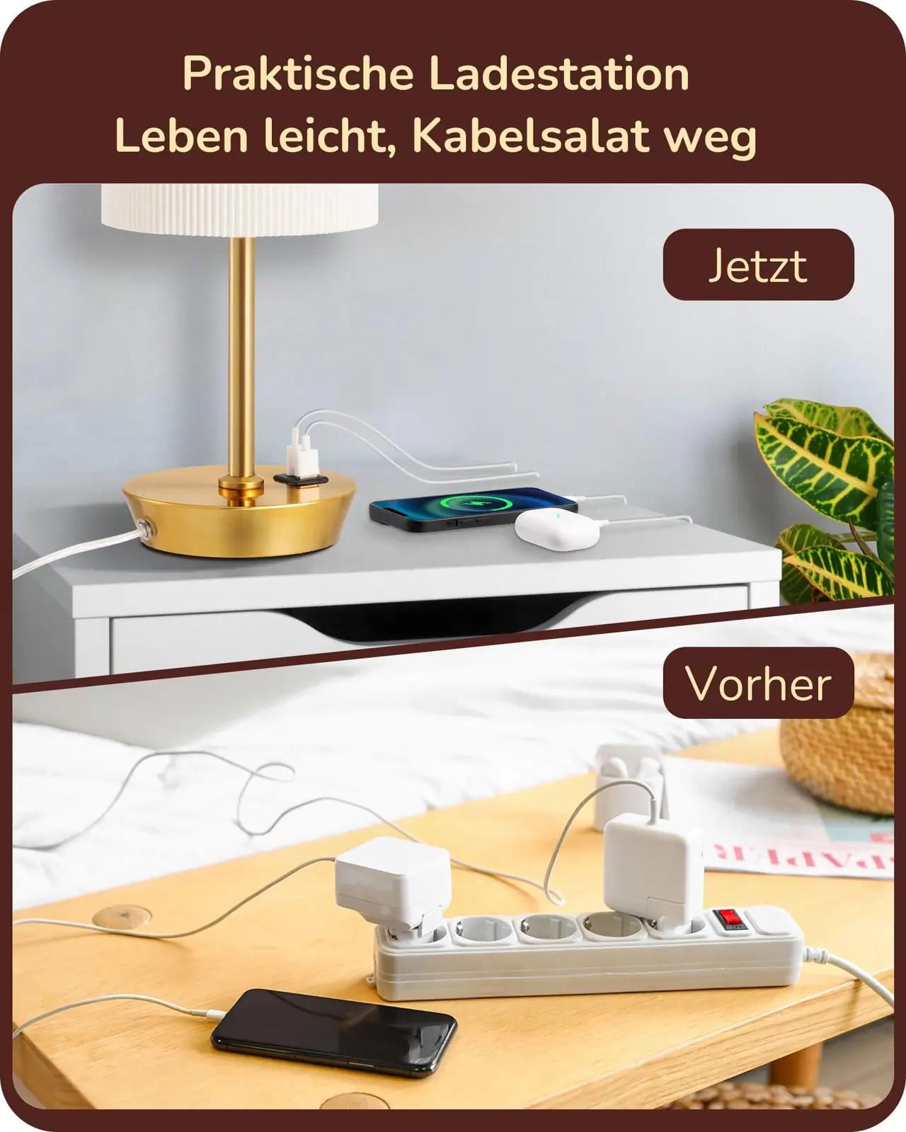 EDISHINE kuldne laualamp – puhas modernne valgustus ja laadimine – pilt 6