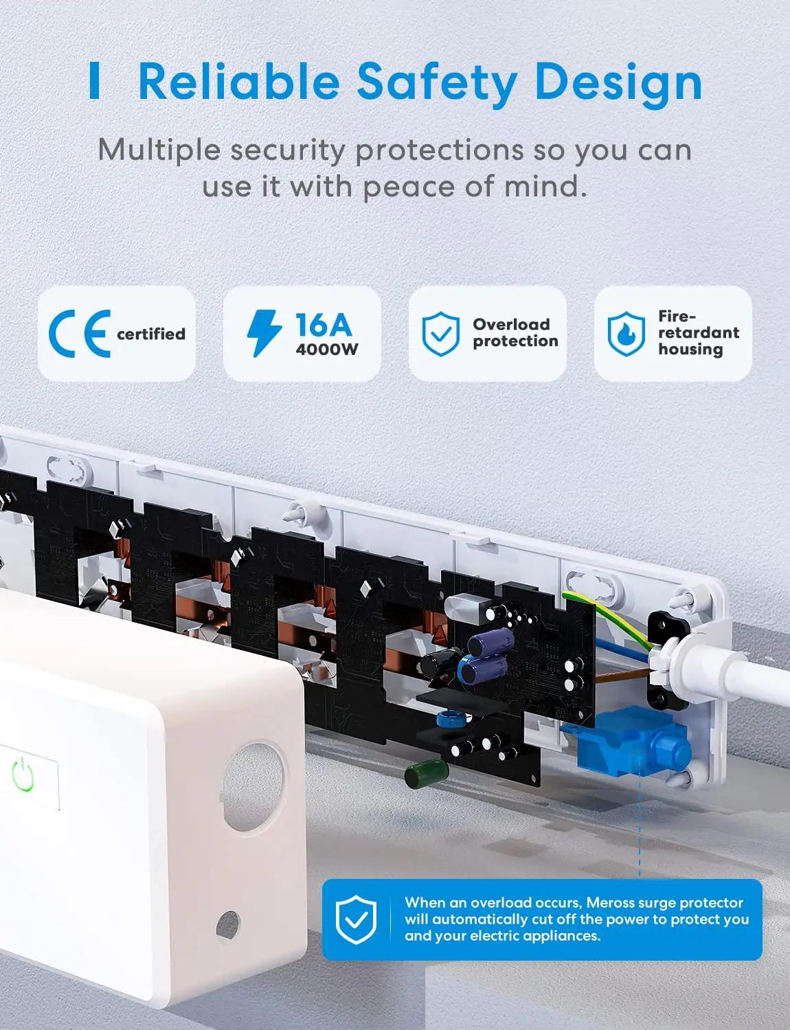 meross nutikas seinalaiendaja 4x AC + 4x USB — kaitstud – pilt 6