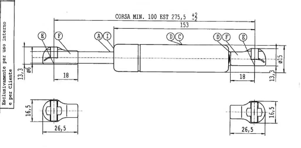 Stabilus tugev metallist lift-o-mat — vastupidav 150 N gaasivedru – detailne vaade