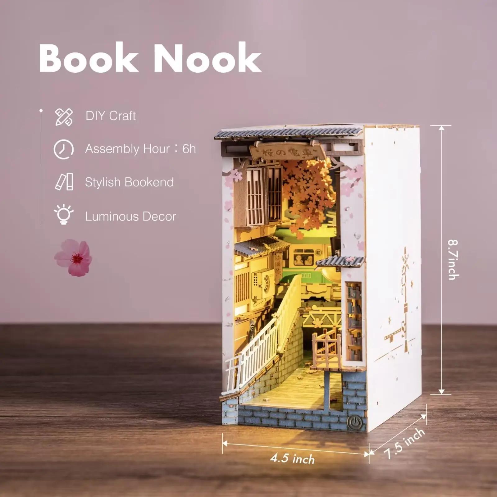 Rolife puidust Sakura Densya DIY raamaturiiuli diorama (kingitus) – pakend ja tarvikud