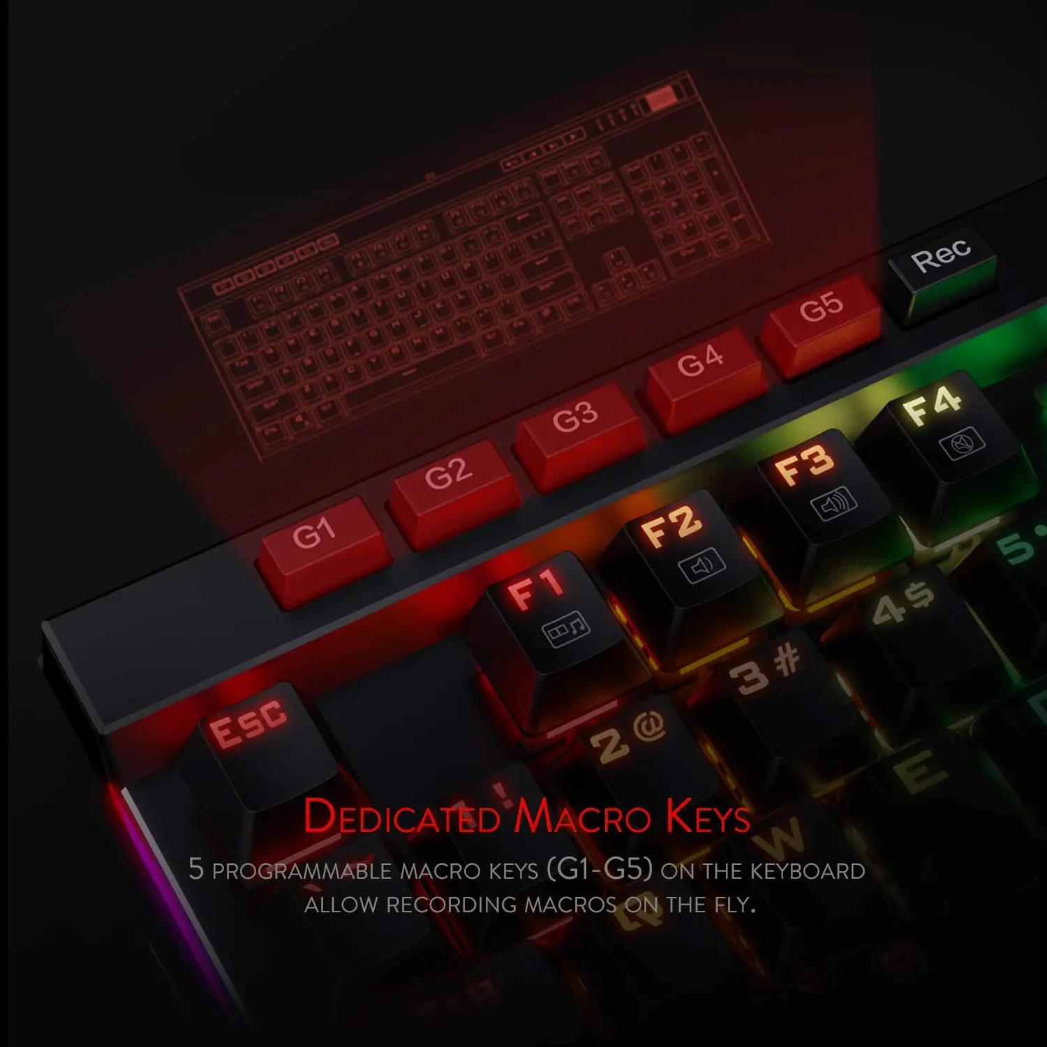 Redragon mehhaaniline mänguklaviatuur K580 – pakend ja tarvikud