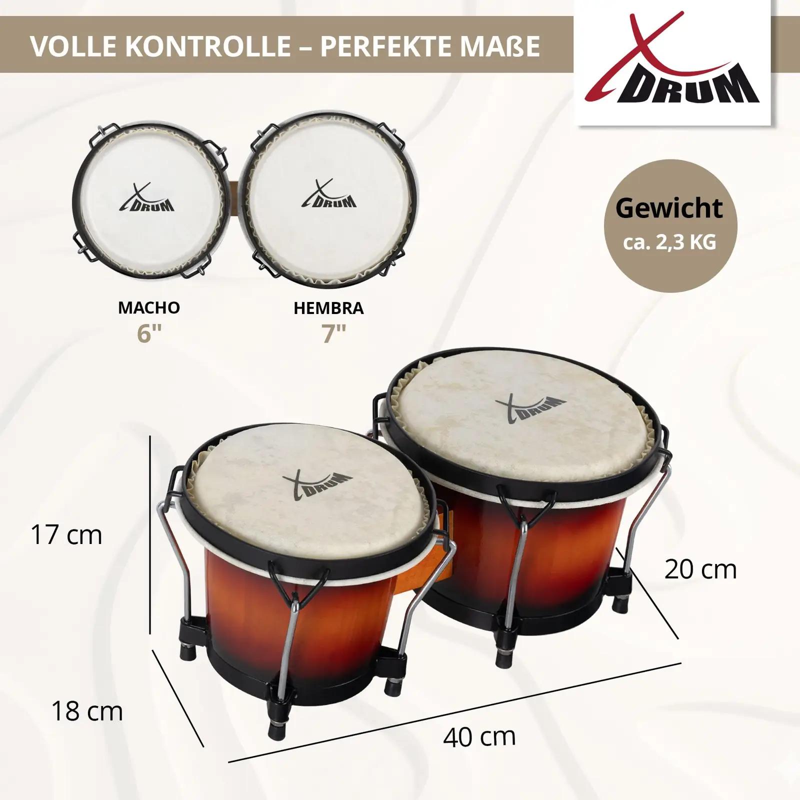 XDrum puidust bongotrommeln – soojad Sunburst toonid – kasutusnäide